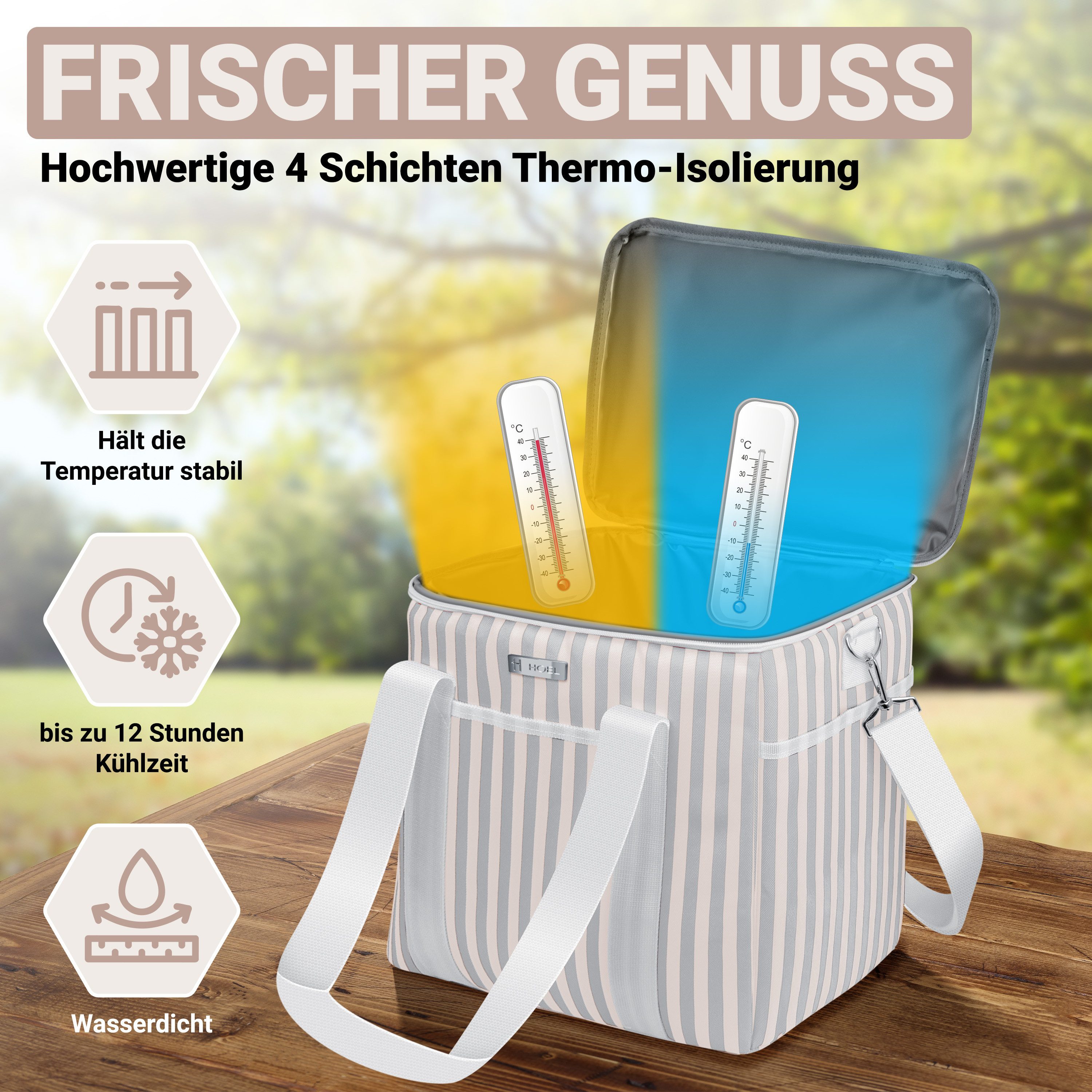 HOEL Kühltasche HOEL Kühltasche klein 20L & Gross 30L - Isoliertasche - Lunchtasche – Bild 2 von 5