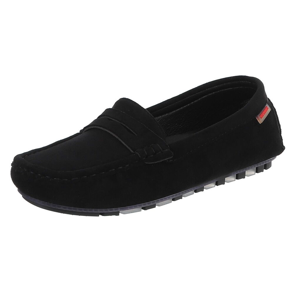 Ital-Design Mokassinschuh mit Komfort und eleganter Mokassin-Optik Slipper (91261028) Flach Mokassins in Schwarz
