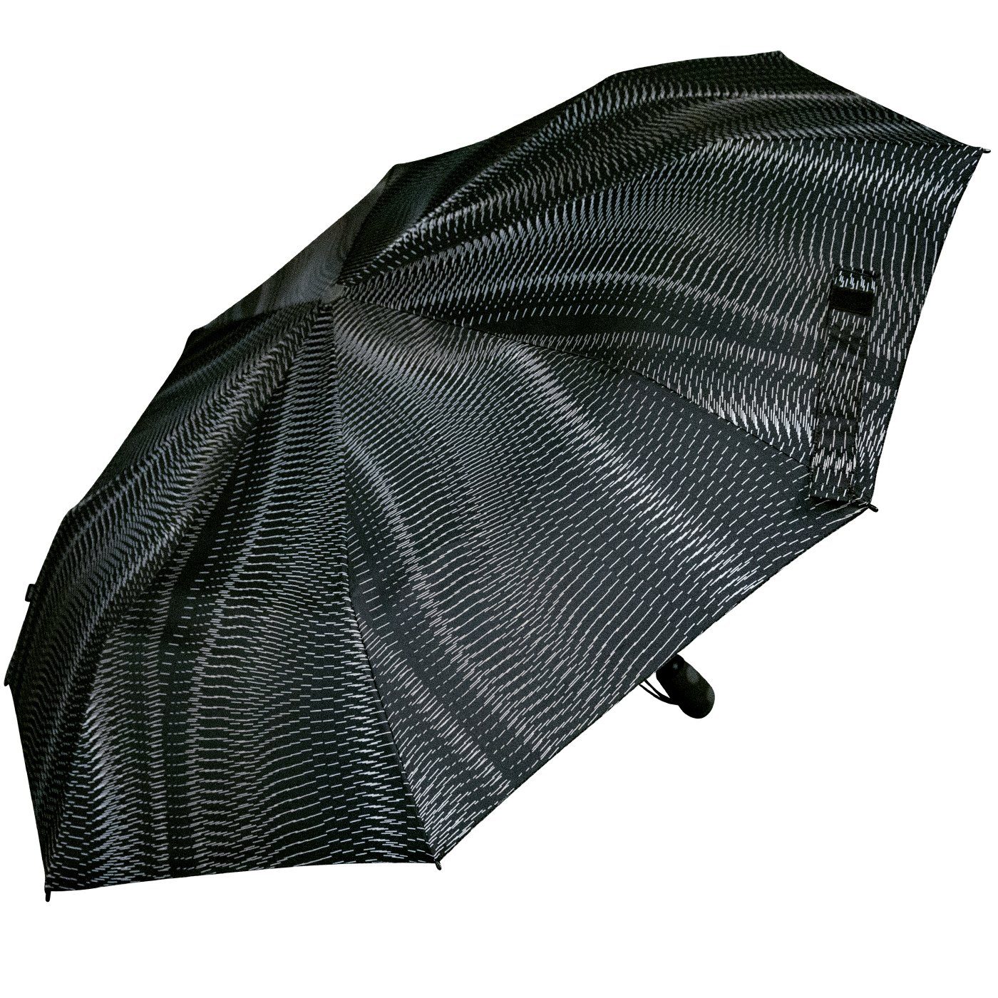 - Sound Schirm Duomatic mit E.200 Taschenregenschirm moon Knirps® schwarz-beige mit Damen Auf-Zu-Automatik, Linien-Muster