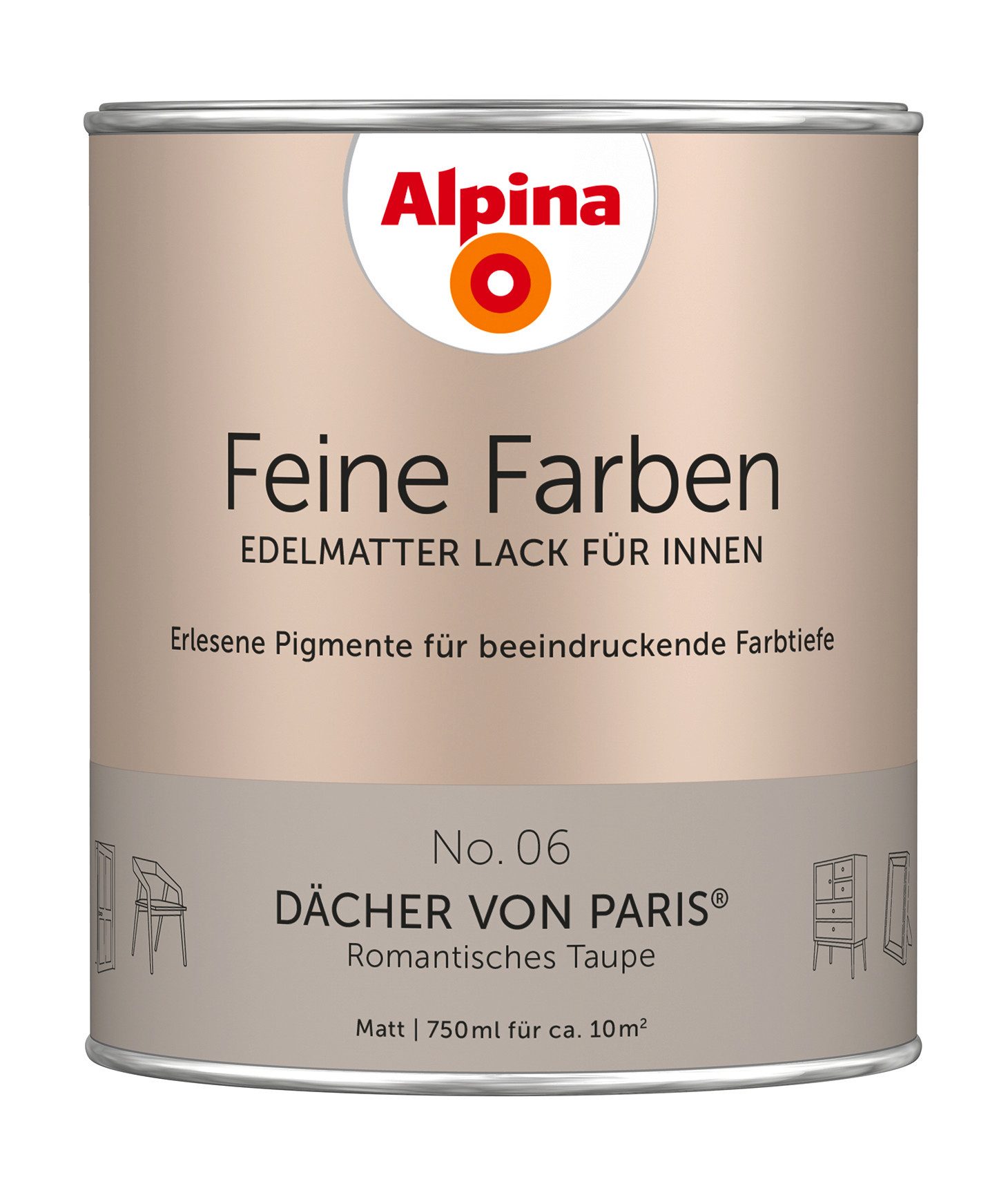 Alpina Lack Alpina Feine Farben Lack edelmatt 750ml - Farbfamilie Taupe