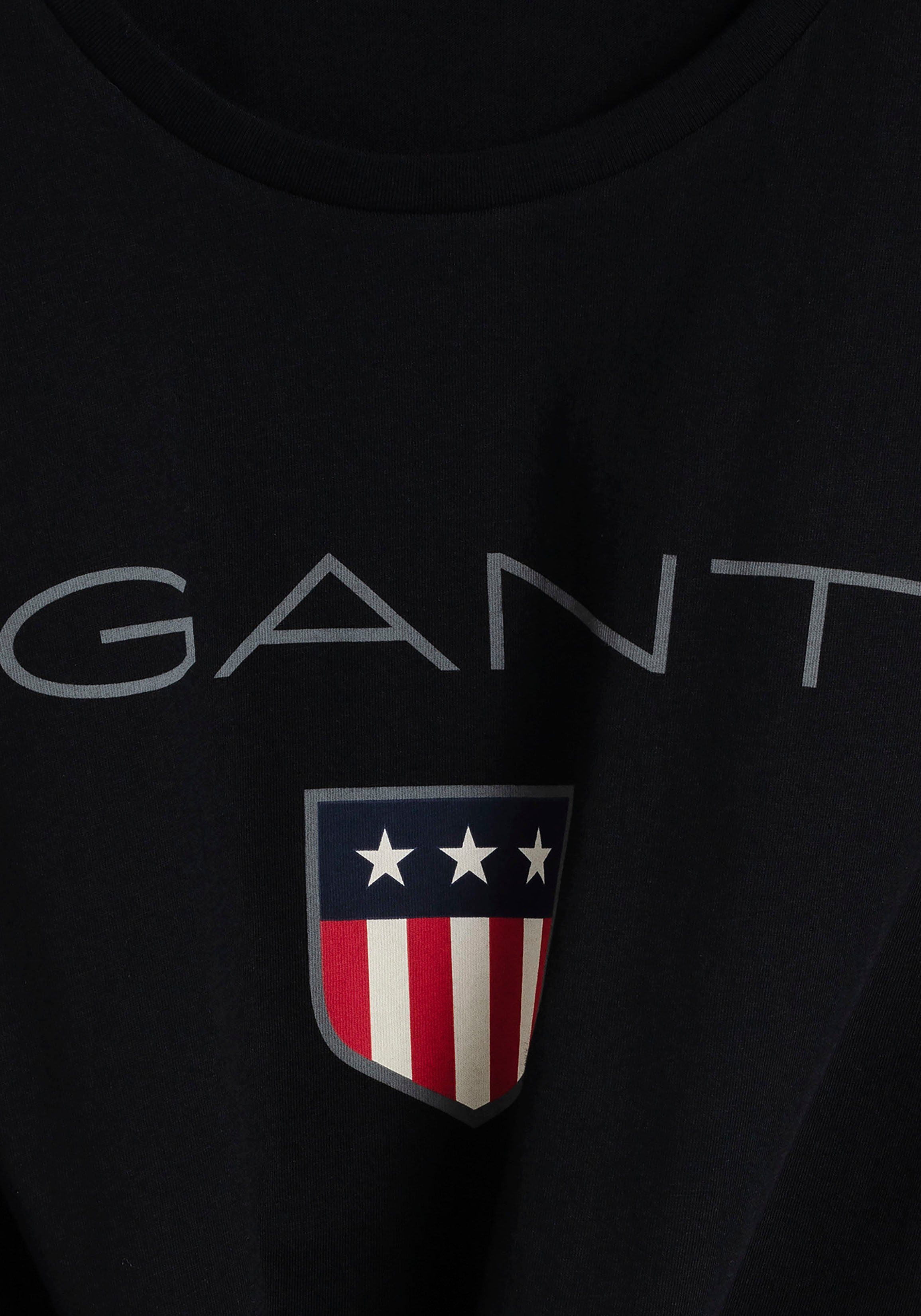 black Gant Markendruck Großer SHIELD T-Shirt