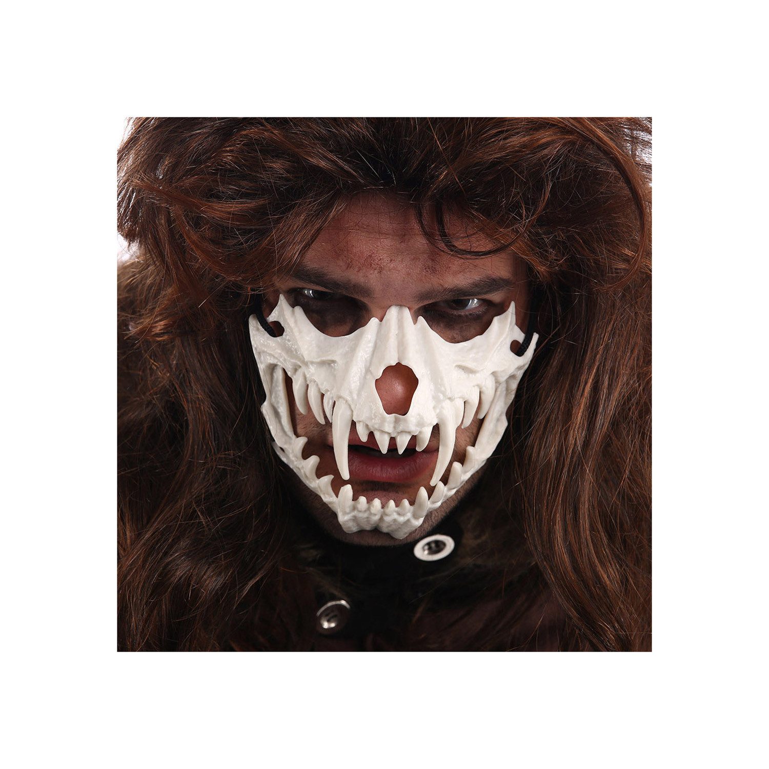 Verkleidungsmaske Halloween Maske 'Skelett Werwolf Gebiss', Halbmas