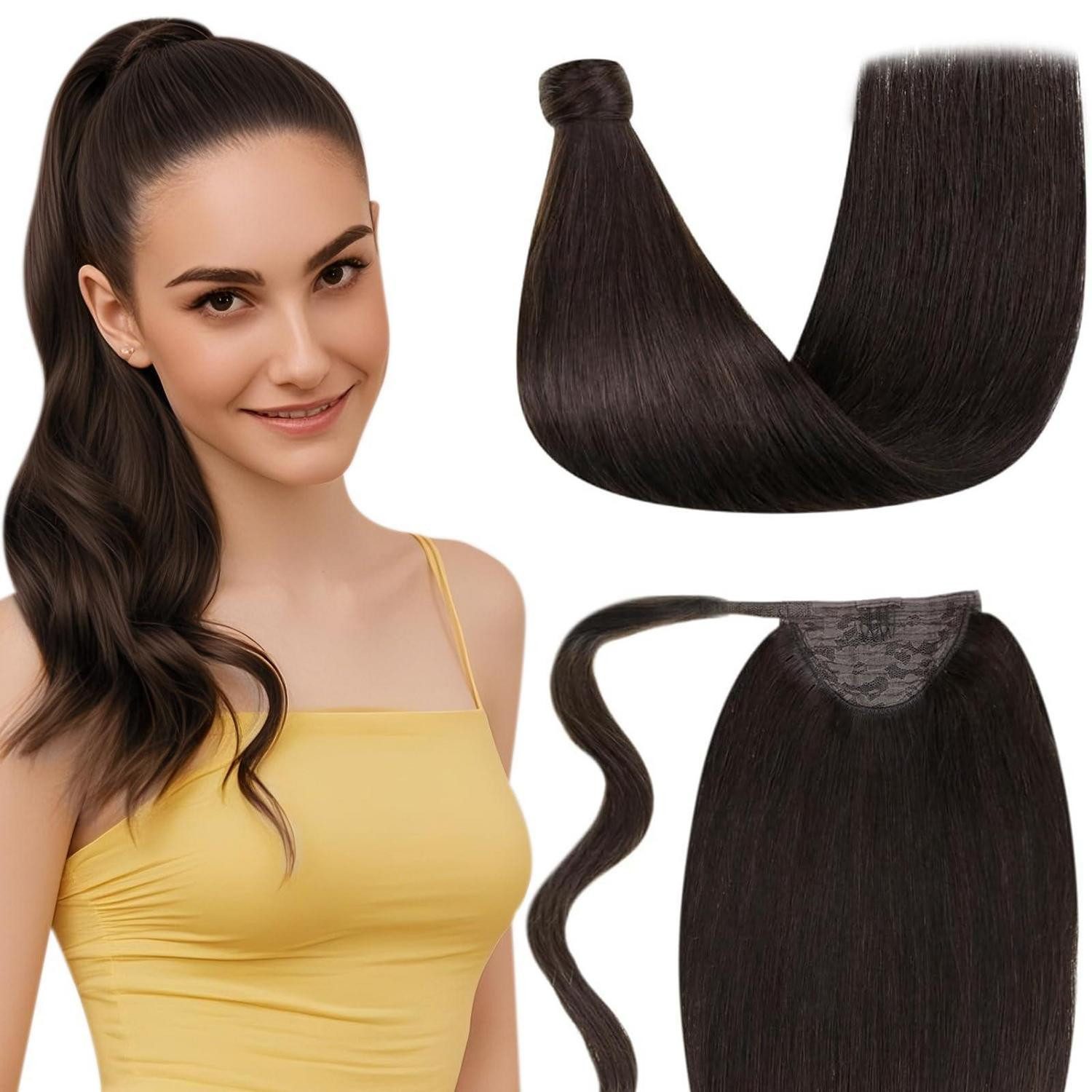 LuxusKollektion Echthaar-Extension Pferdeschwanz Extensions Echthaar Remy Dunkelbraun 70g 30cm 30 cm P-#2