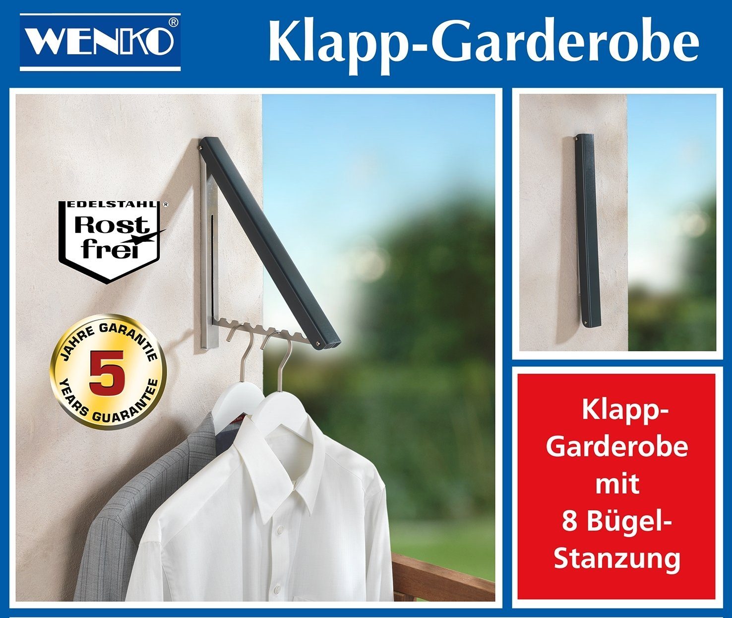 WENKO Wandgarderobe Wenko Klapp Garderobe Maße günstig online kaufen