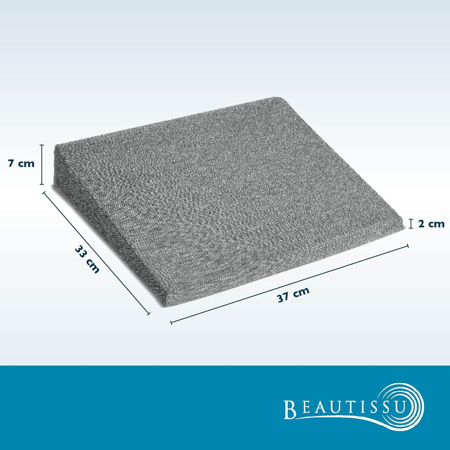 Beautissu Stuhlkissen Sitz Keilkissen formstabil Anti-Rutsch BeauErgo, Hellgrau, Rutsch Bezug Waschbar & Reißverschluss – Ergonomisches Sitzkissen
