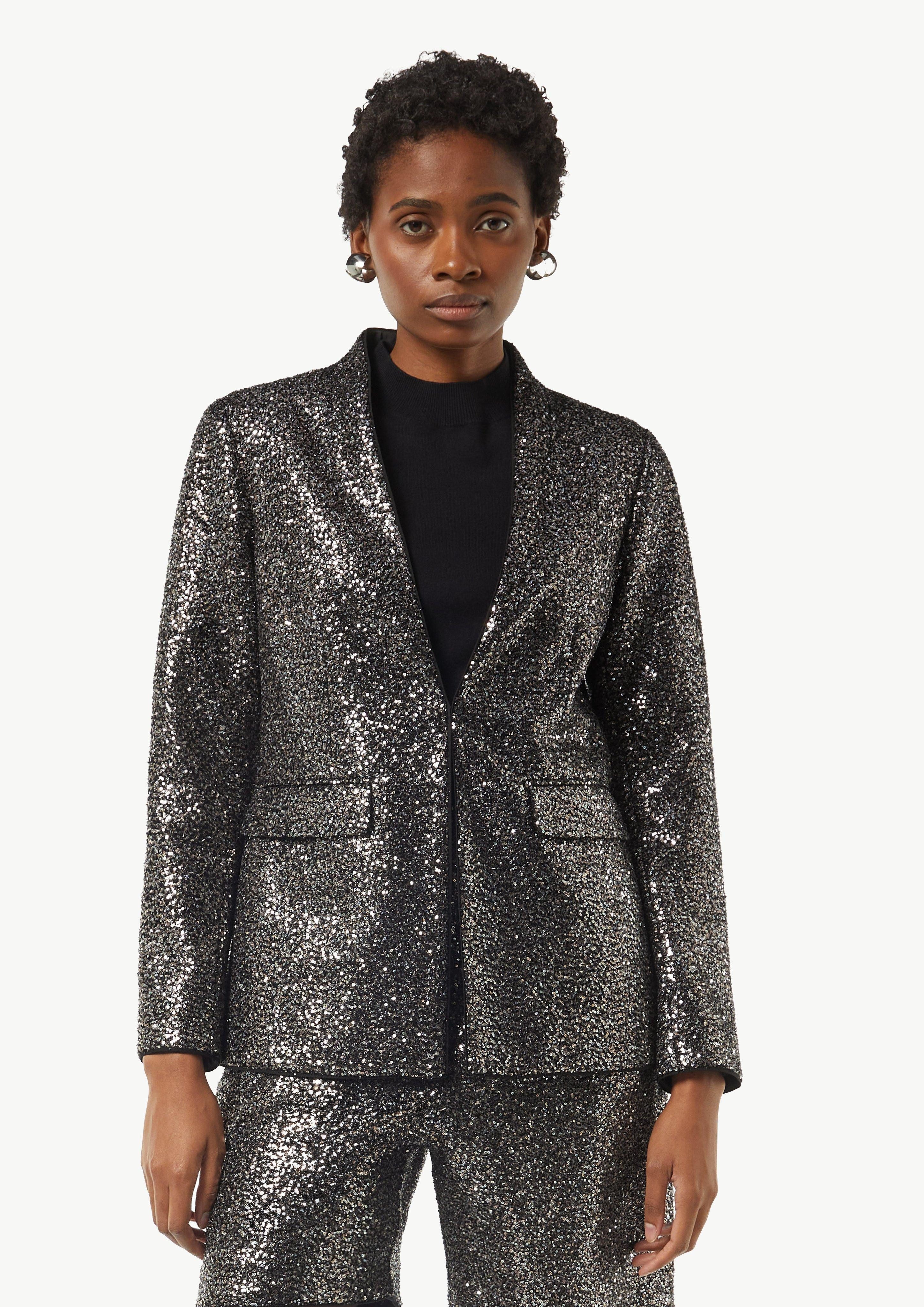 Blusenblazer Festlicher Blazer mit Pailletten
