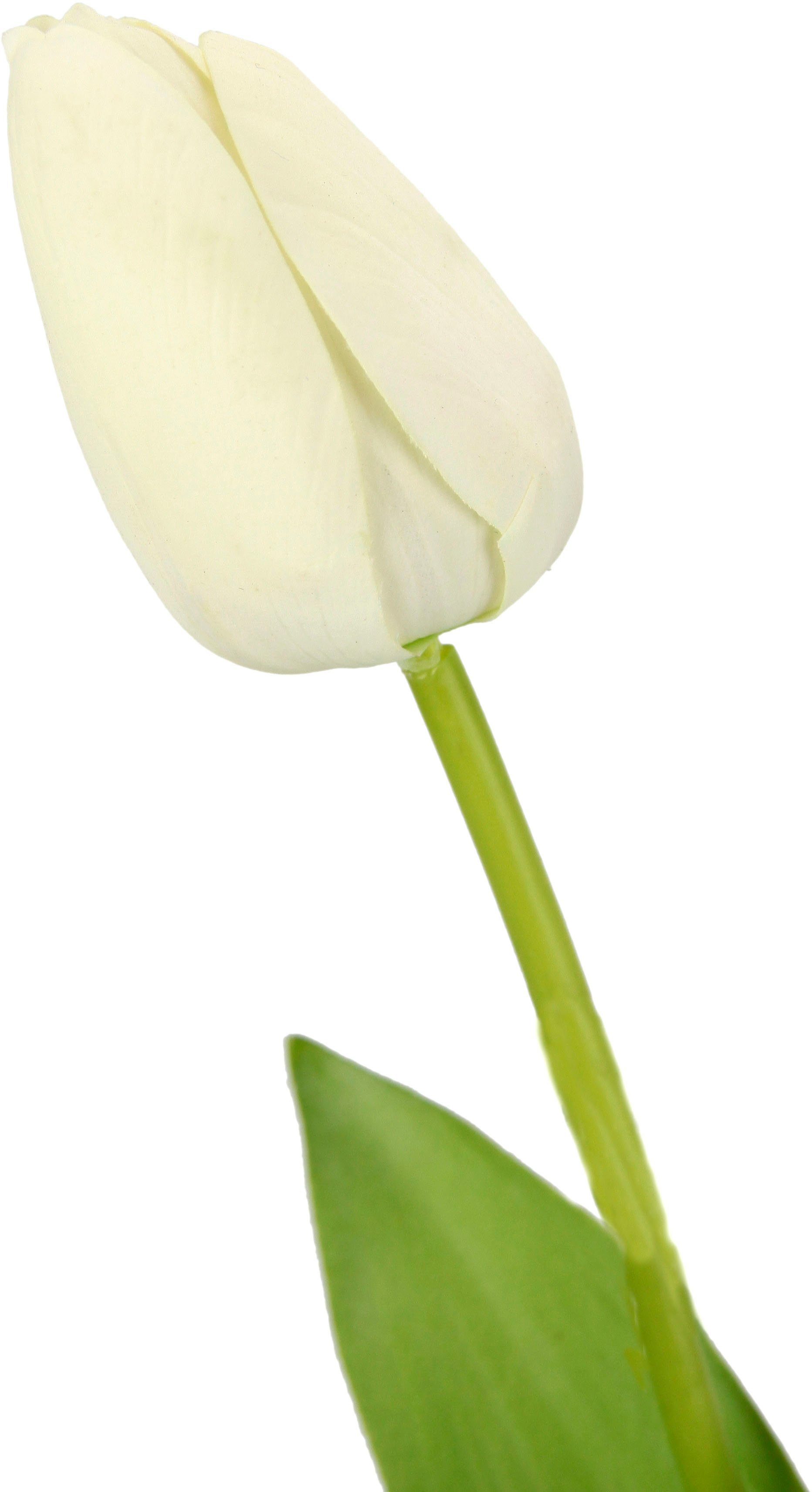 Kunstblume Stielblume Tulpen, Kunstblumen, weiß 67 cm, Set Touch künstliche 5er Tulpenknospen, Real Höhe I.GE.A.,