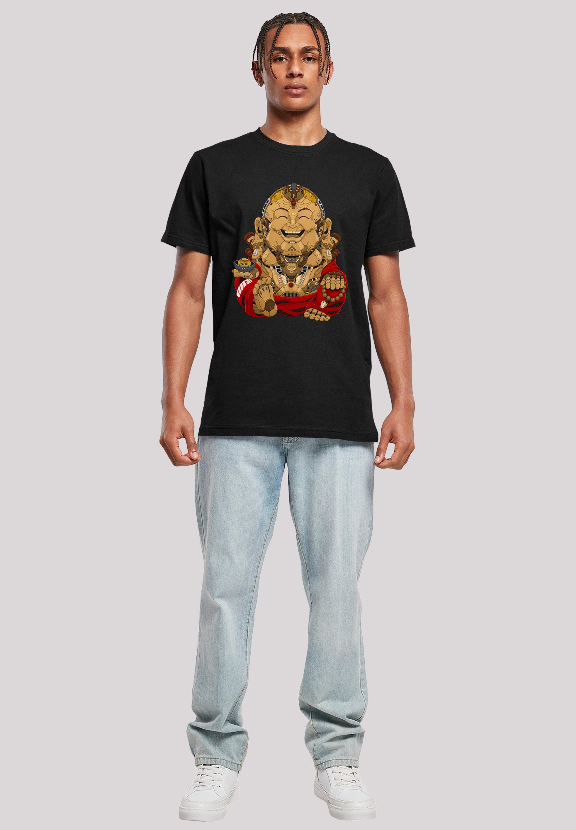 F4NT4STIC T-Shirt Happy Cyber Buddha schwarz Print