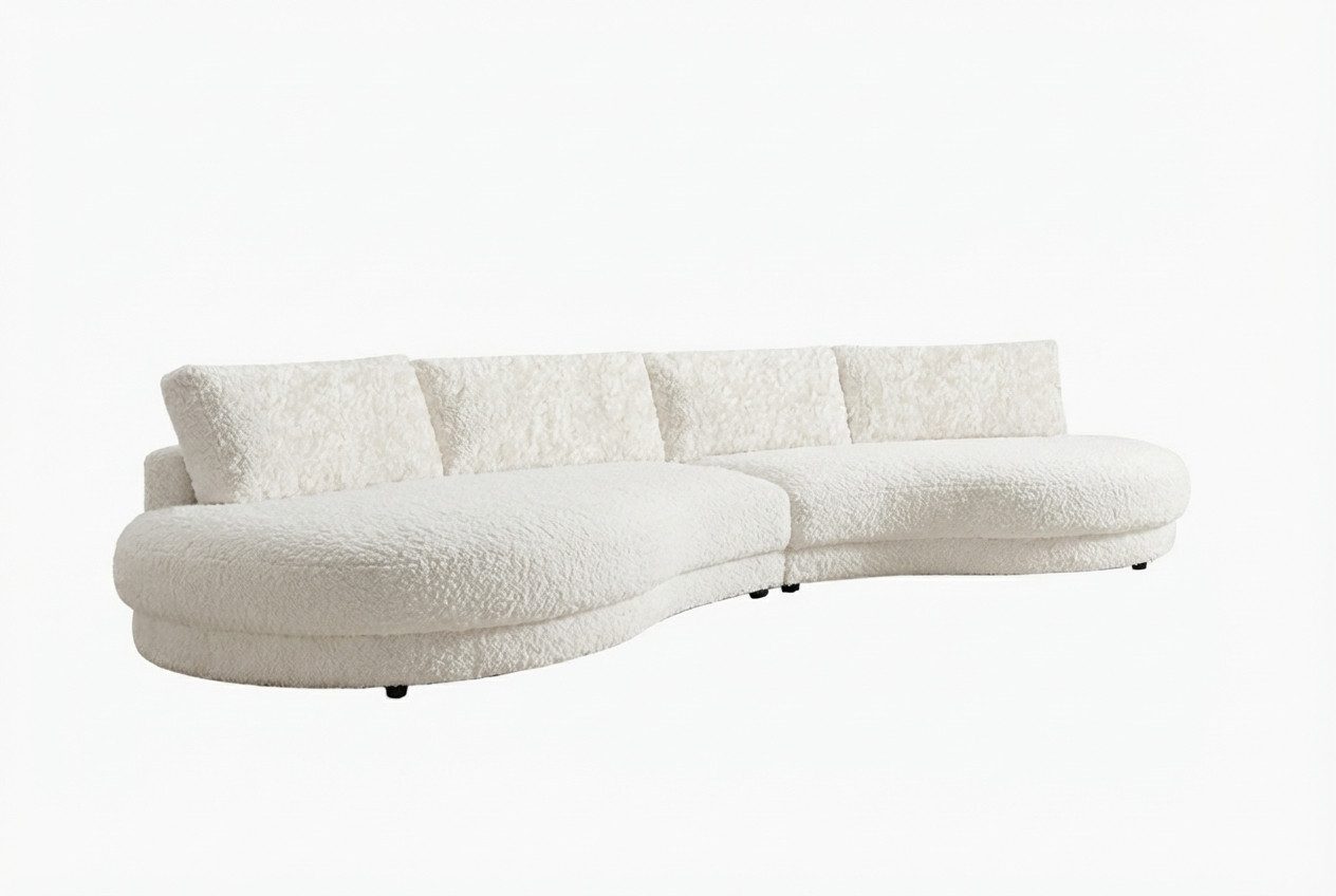 KAWOLA Big-Sofa PADANA Wohnlandschaft - XXL Komfort - Designer Couch - 410 cm, Lounge Sofa, Rundumbezug, Stahl-Wellenferdern, luxuriöse Polsterung