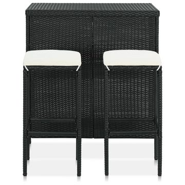 vidaXL Essgruppe 3-tlg. Bar Set Poly Rattan Schwarz, (3-tlg)