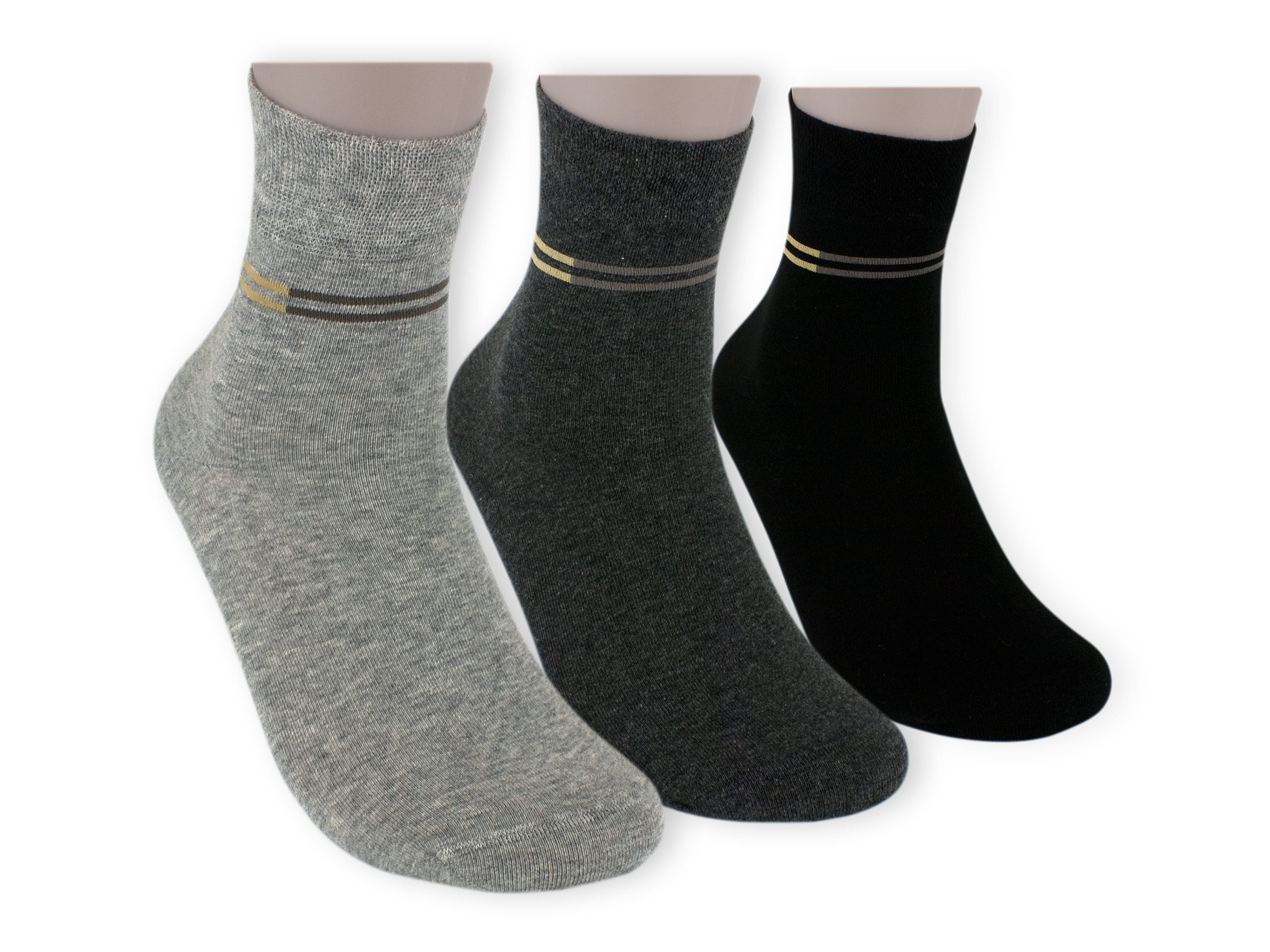 Die Sockenbude Kurzsocken RS-Strumpf GRAY (Bund, 3-Paar, grau anthrazit schwarz) mit Softrand ohne Gummidruck