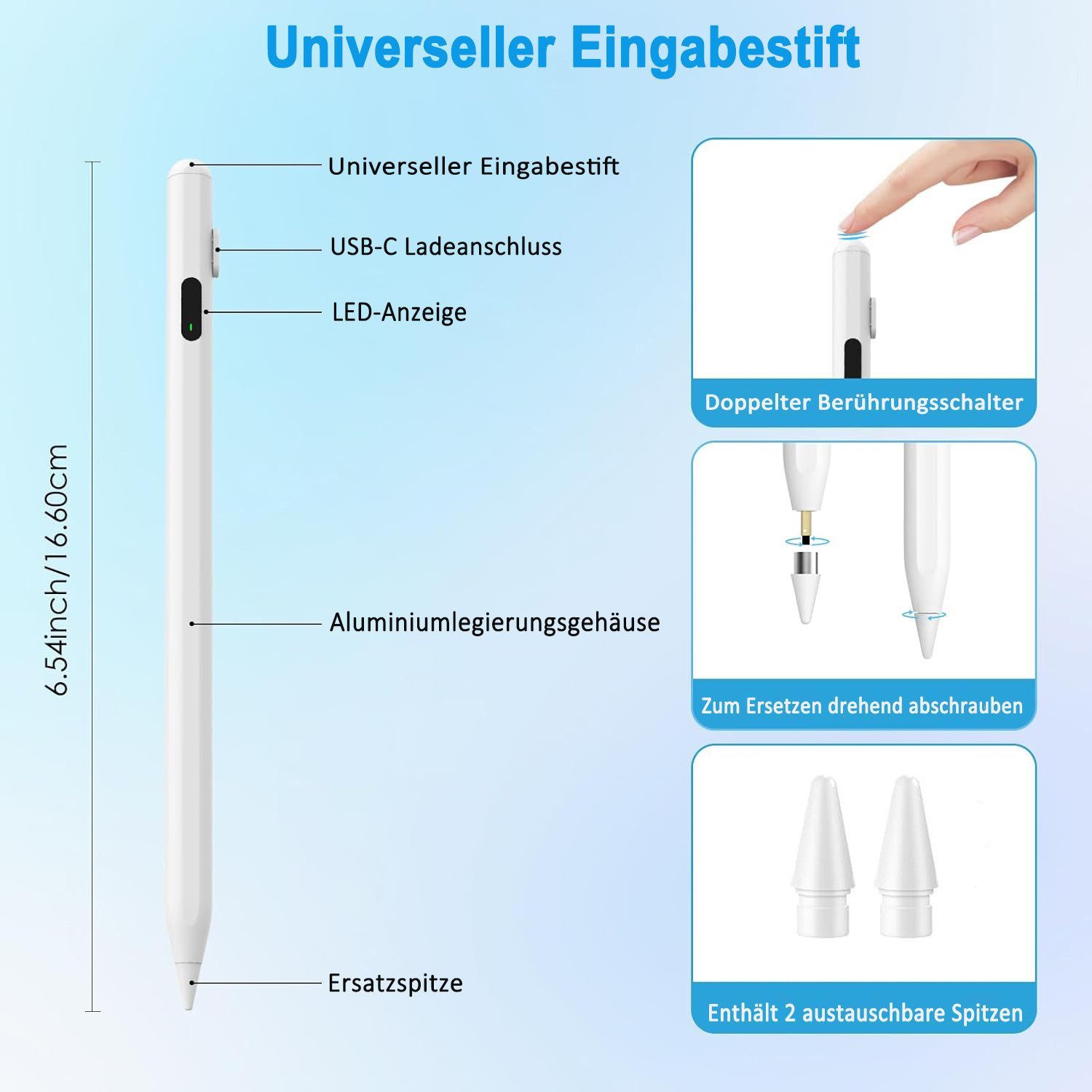 Toomoke Eingabestift Stylus Pen für Touchscreen, Aktiver Universal Stylus Stift (Kompatibel mit iPad/iPhone/Samsung & Anderen iOS/Android Smartphone Tablet Gerä – Bild 5 von 5