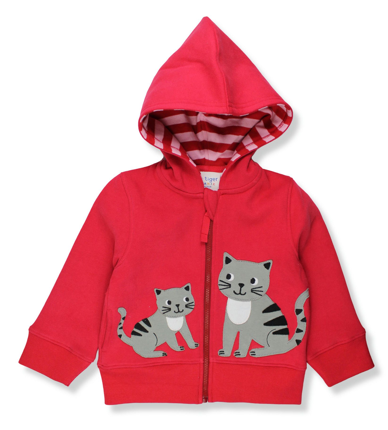 Toby Tiger Kapuzensweatjacke mit Katzen-Applikation