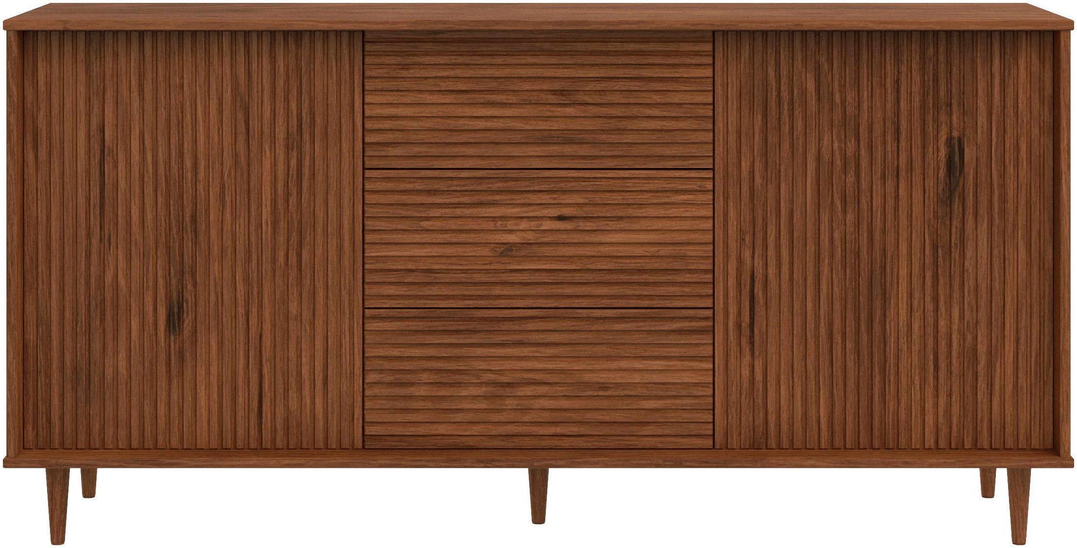 OTTO home Sideboard Malmedy Front mit gefrästen Rillen, Kommode aus massivem Kiefernholz, Push-to-open, Breite 160 cm – Bild 4 von 5