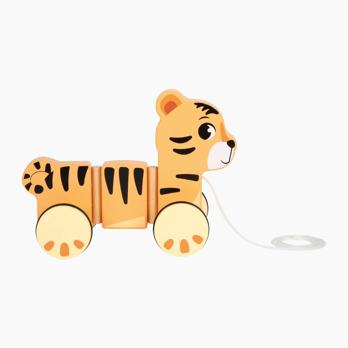 small foot GmbH & Co. KG Nachziehspielzeug Nachziehtier Tiger Safari, (packung, 1-tlg), mit gummierten, geräuscharmen Rädern