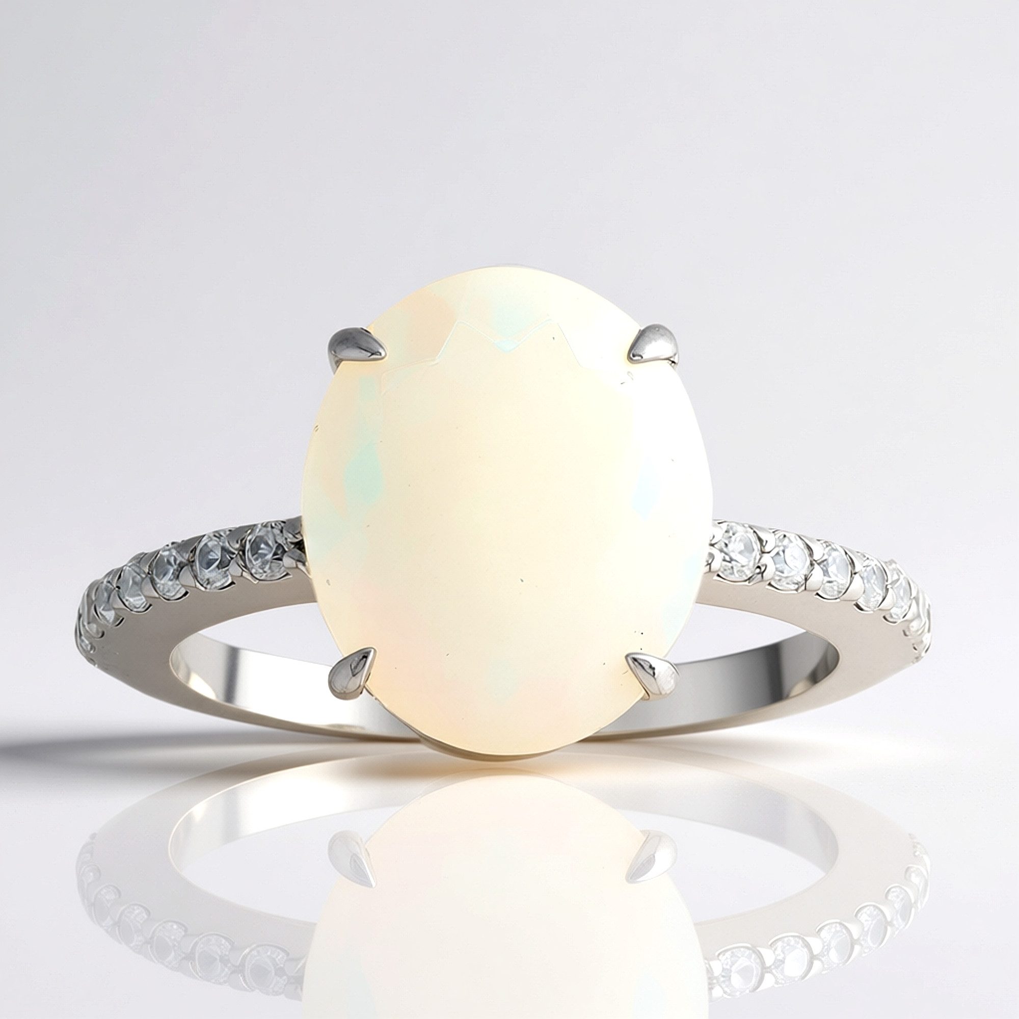 Cavill Silberring Cavill 2,35 ct Welo-Opal Ring oval 925 Sterling Silber platin (1-tlg)