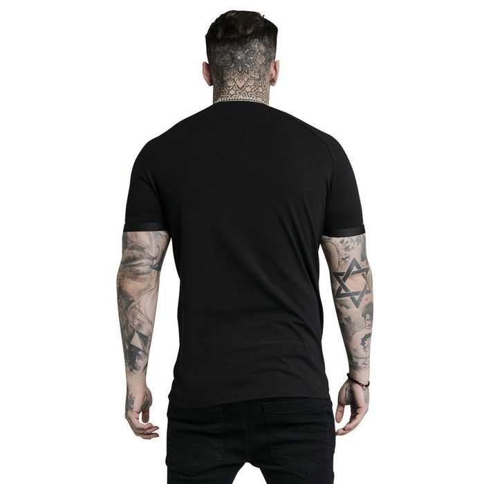 Siksilk T-Shirt SikSilk Herren T-Shirt DUAL CUFF TECH TEE SS-18279 Black Schwarz JN10690