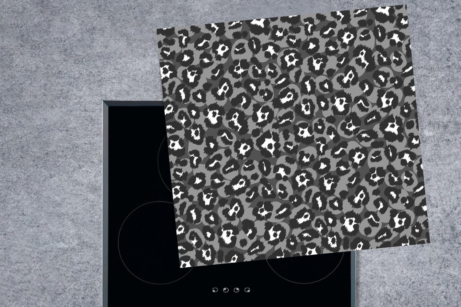 Pantherdruck MuchoWow küche tlg), Herdblende-/Abdeckplatte für cm, Ceranfeldabdeckung, Arbeitsplatte Grau, auf Vinyl, (1 78x78