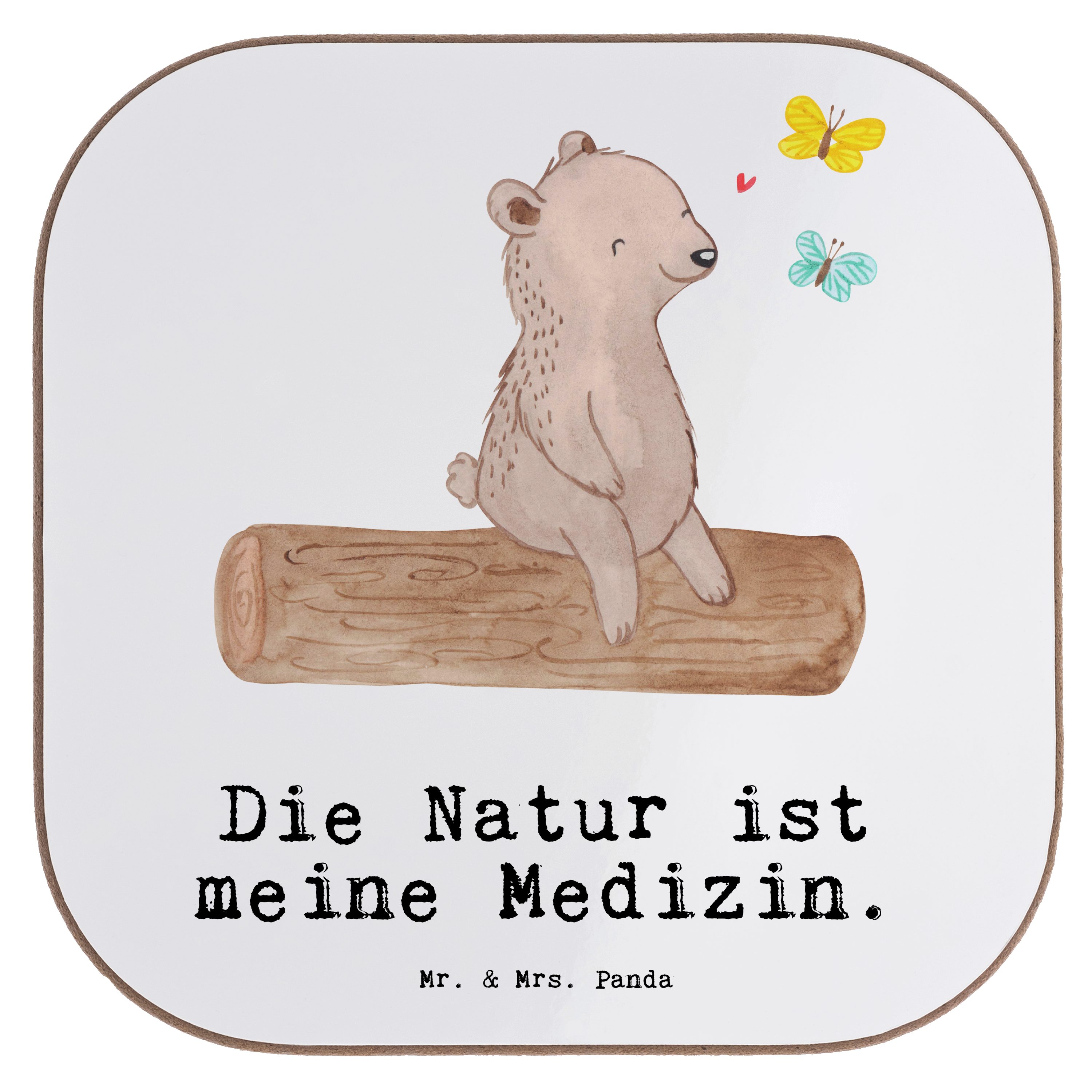 Mr. & Mrs. Panda Getränkeuntersetzer Bär Naturliebhaber Medizin - Weiß - Geschenk, Outdoor, Gewinn, Unters, 1-tlg.