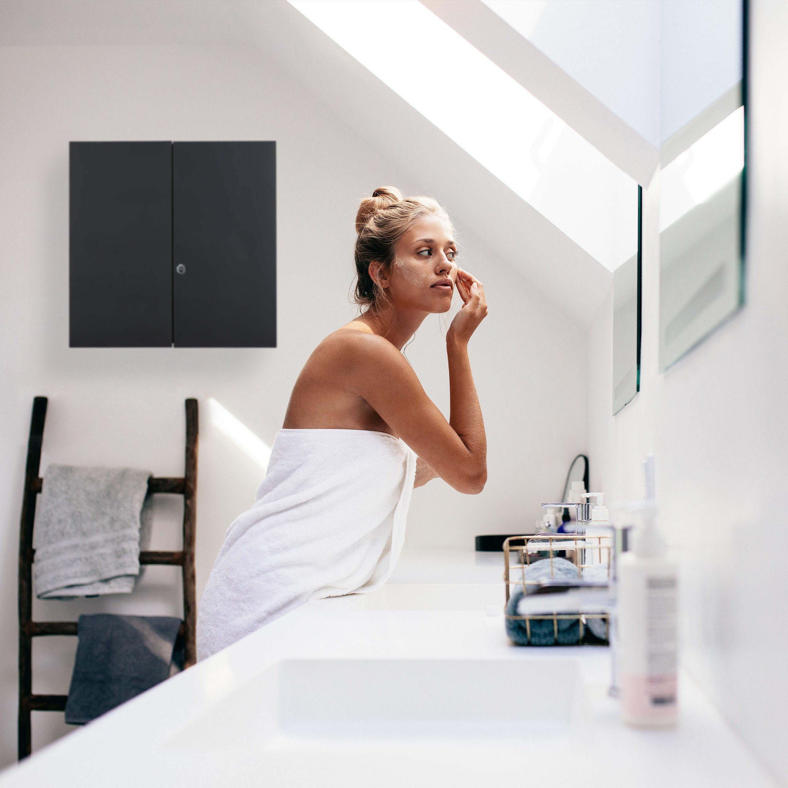 relaxdays Medizinschrank XXL in Anthrazit