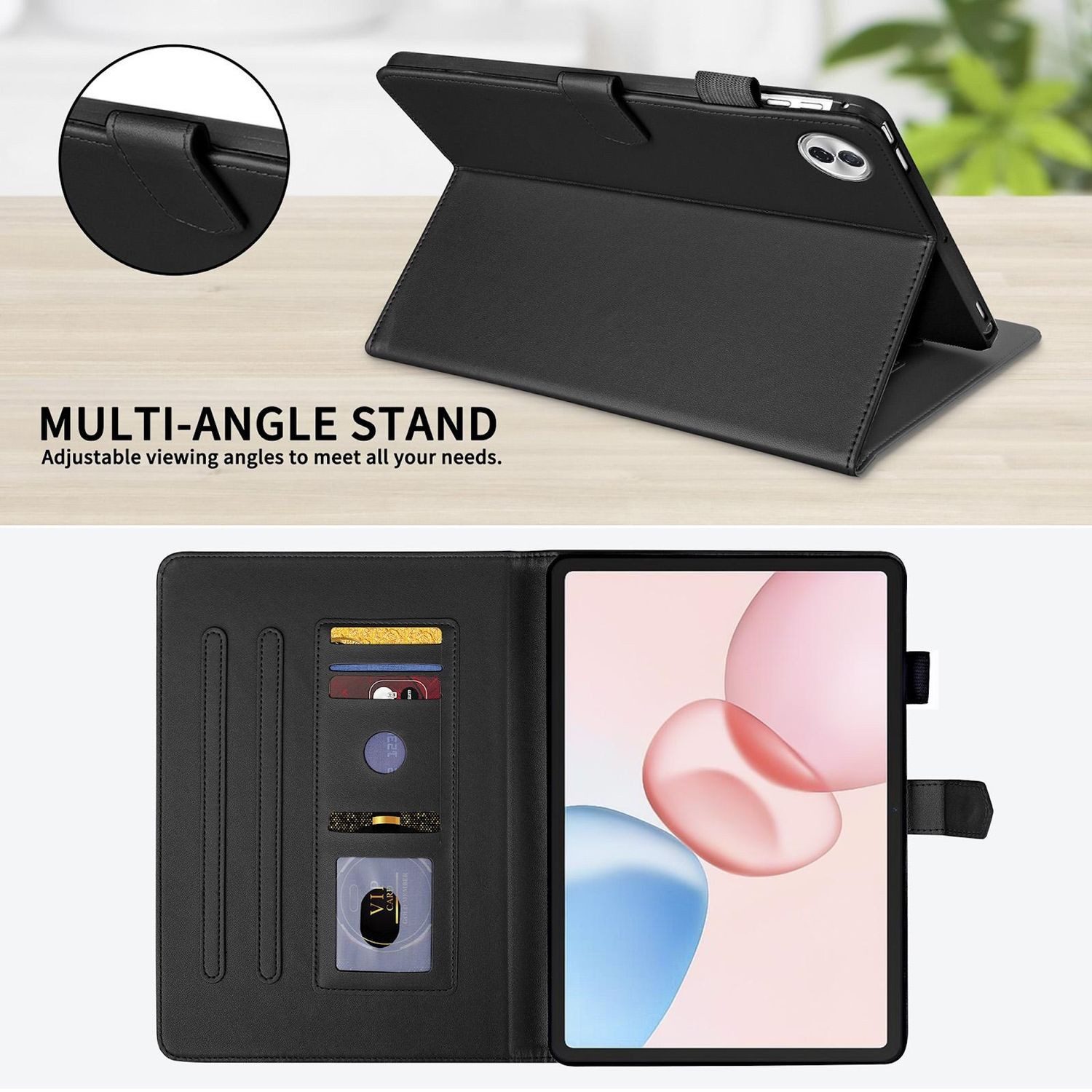 Wigento Tablet-Hülle Kunstleder Standfunktion für Honor Pad 10 12.1" Design Rhombus, Kunstlederhülle mit Rhombus-Textur und Standfunktion – Bild 4 von 5