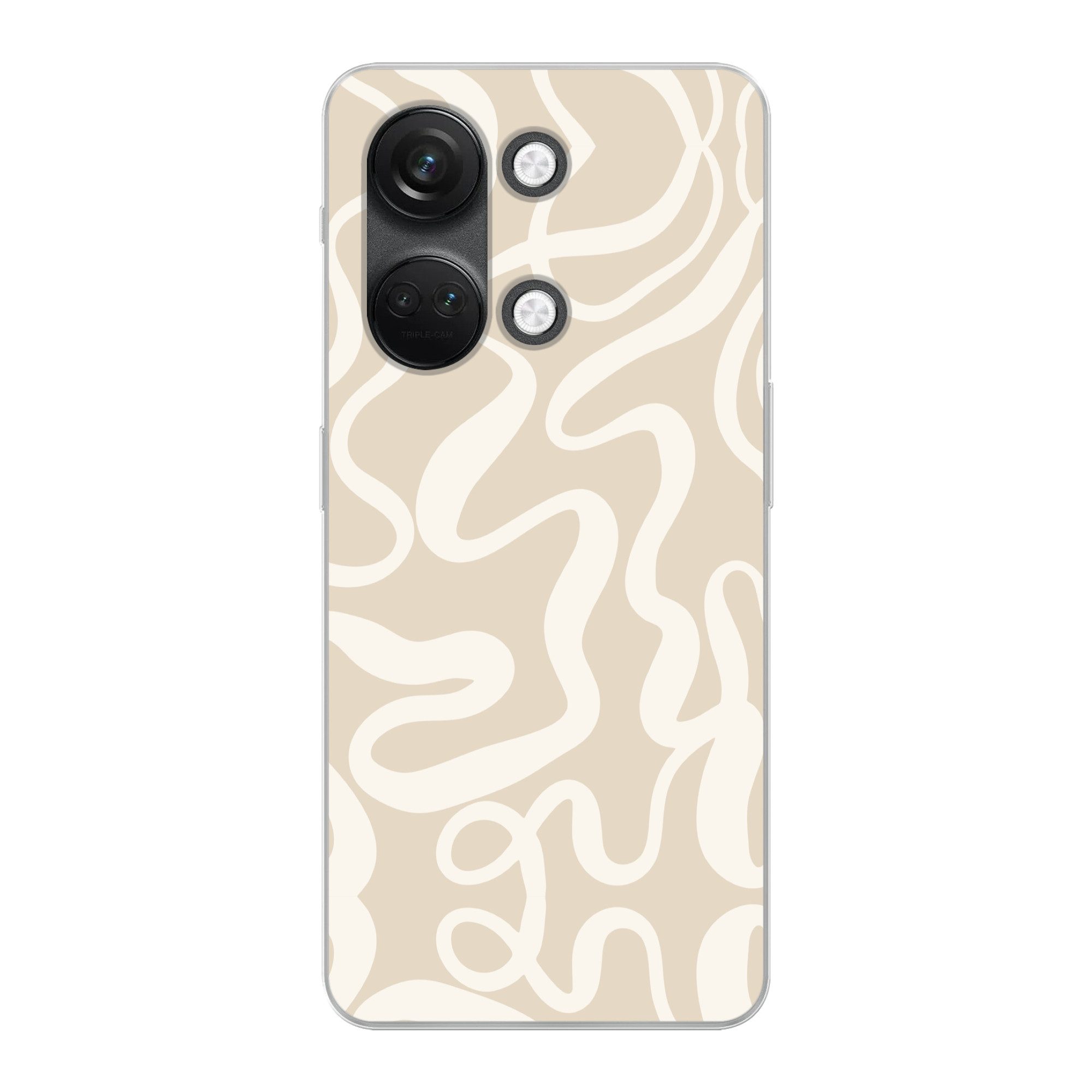 MuchoWow Handyhülle für OnePlus Nord 3 Linien - Abstrakt - Beige - Weiß - Minimalistisch, Phone Case, Silikon, Schutzhülle Dünn