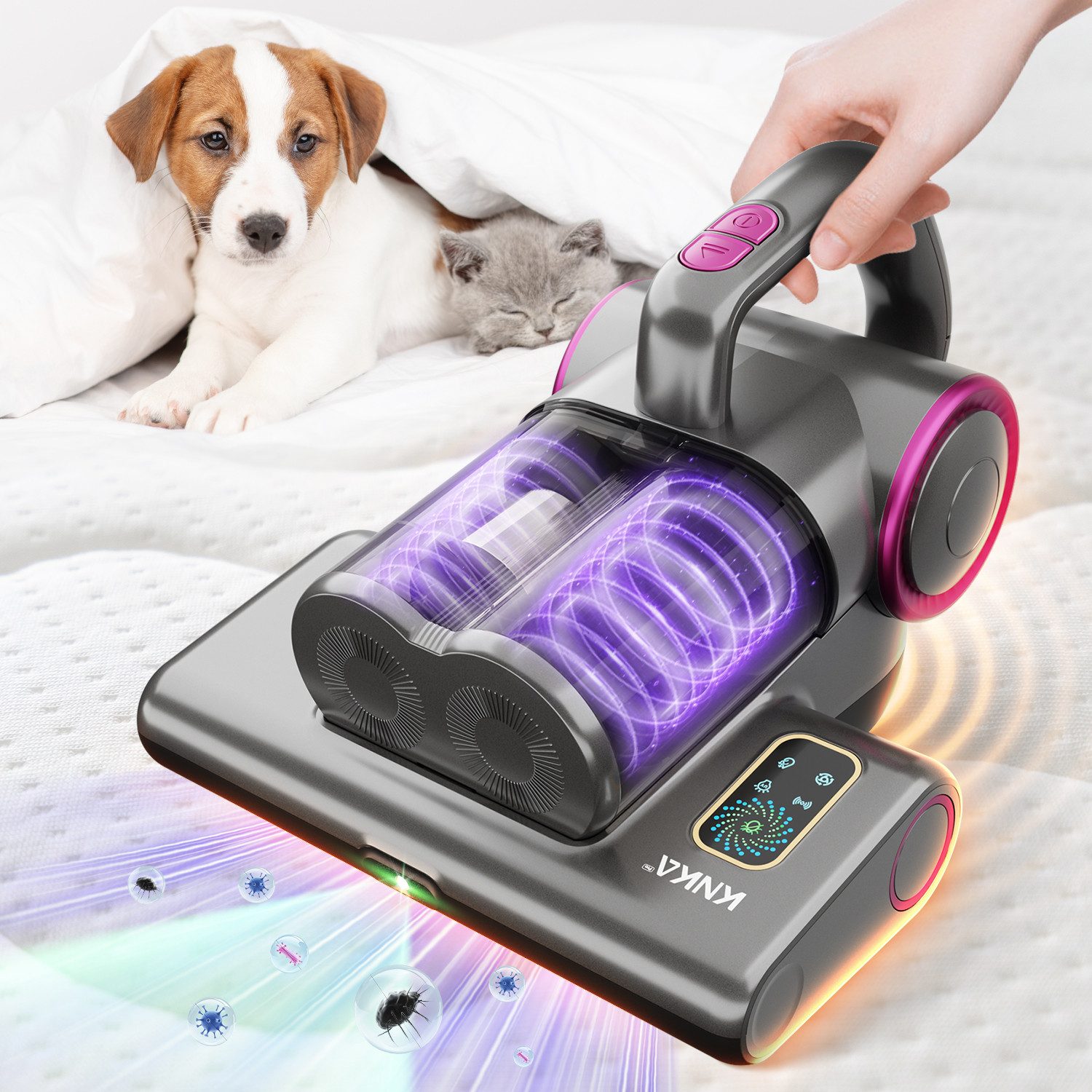 KNKA PRO Matratzenreinigungsgerät Milbensauger für Matratzen mit UV-C Licht, 500 W, Bett-Staubsauger und Matratzenreiniger für Matratzen, Betten, Sofa