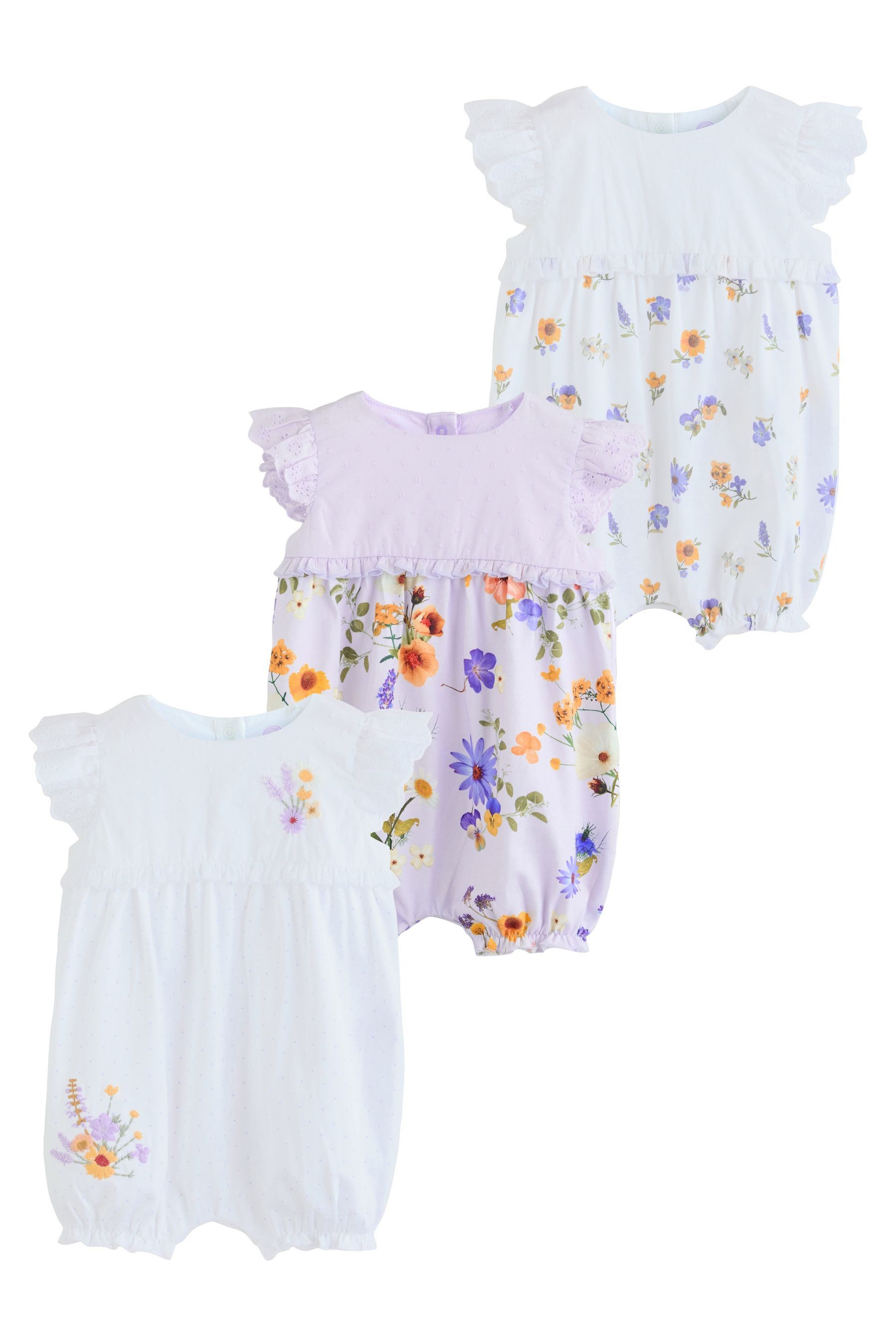 Next Strampler Baby-Strampelanzüge mit Print, 3er-Pack (3-tlg)