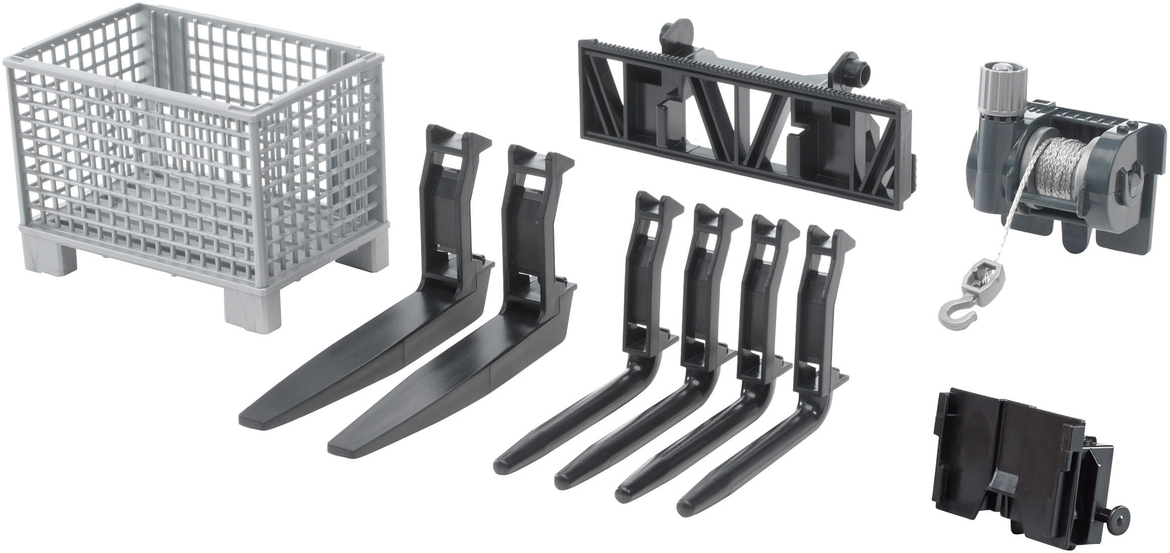 Bruder® Spielwelt Zubehörset Frontladergabel,Gitterpalette,Seilwinde (02318 günstig online kaufen