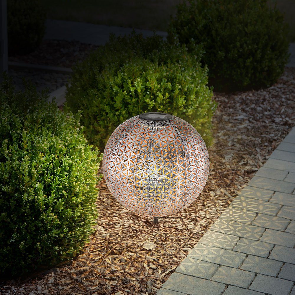 SOLAR fest verbaut, Außen LED Strahler Gartenleuchte, Leuchte Steck LED etc-shop Warmweiß, LED-Leuchtmittel Kugel Terrassen