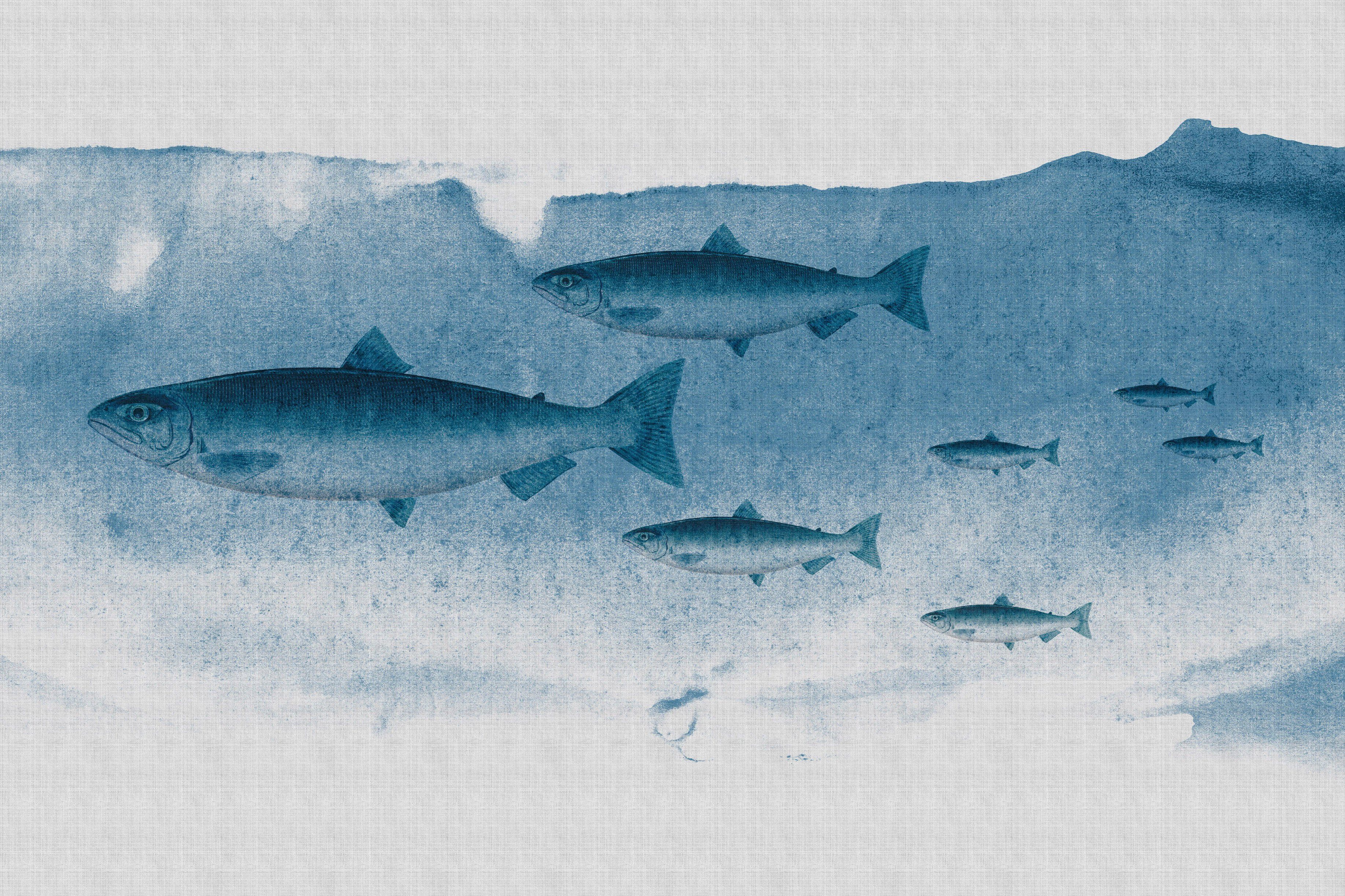 Tiere (1 St), Keilrahmen Leinwandbild Welt into Unterwasser A.S. Bild blau, the Création Fische blue, grau