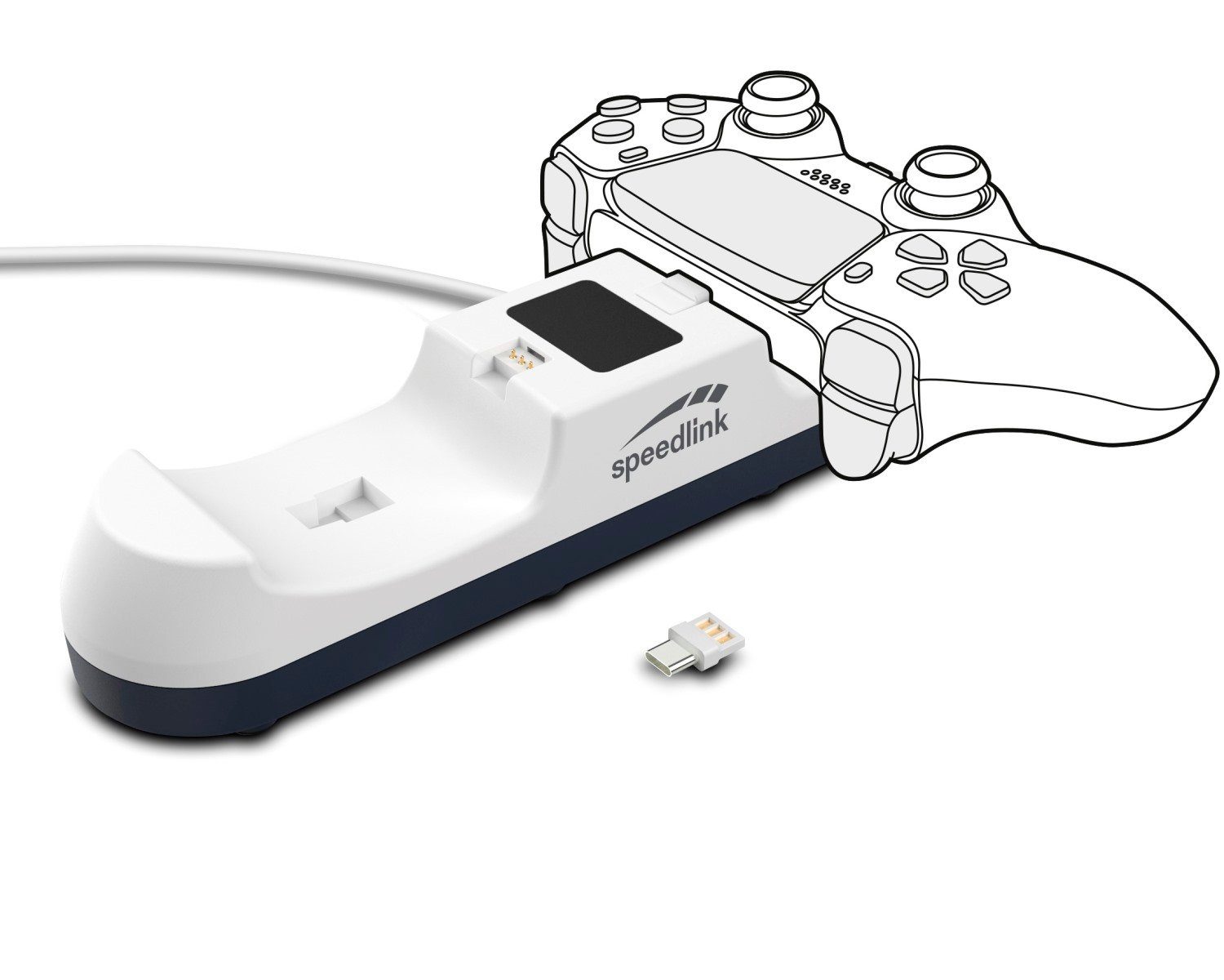 Speedlink JAZZ Dual Ladestation Ladegerät Weiß DualSense-Ladestation (1x Ladestation, USB Dock passend für 2x Sony PS5 Wireless Controller)