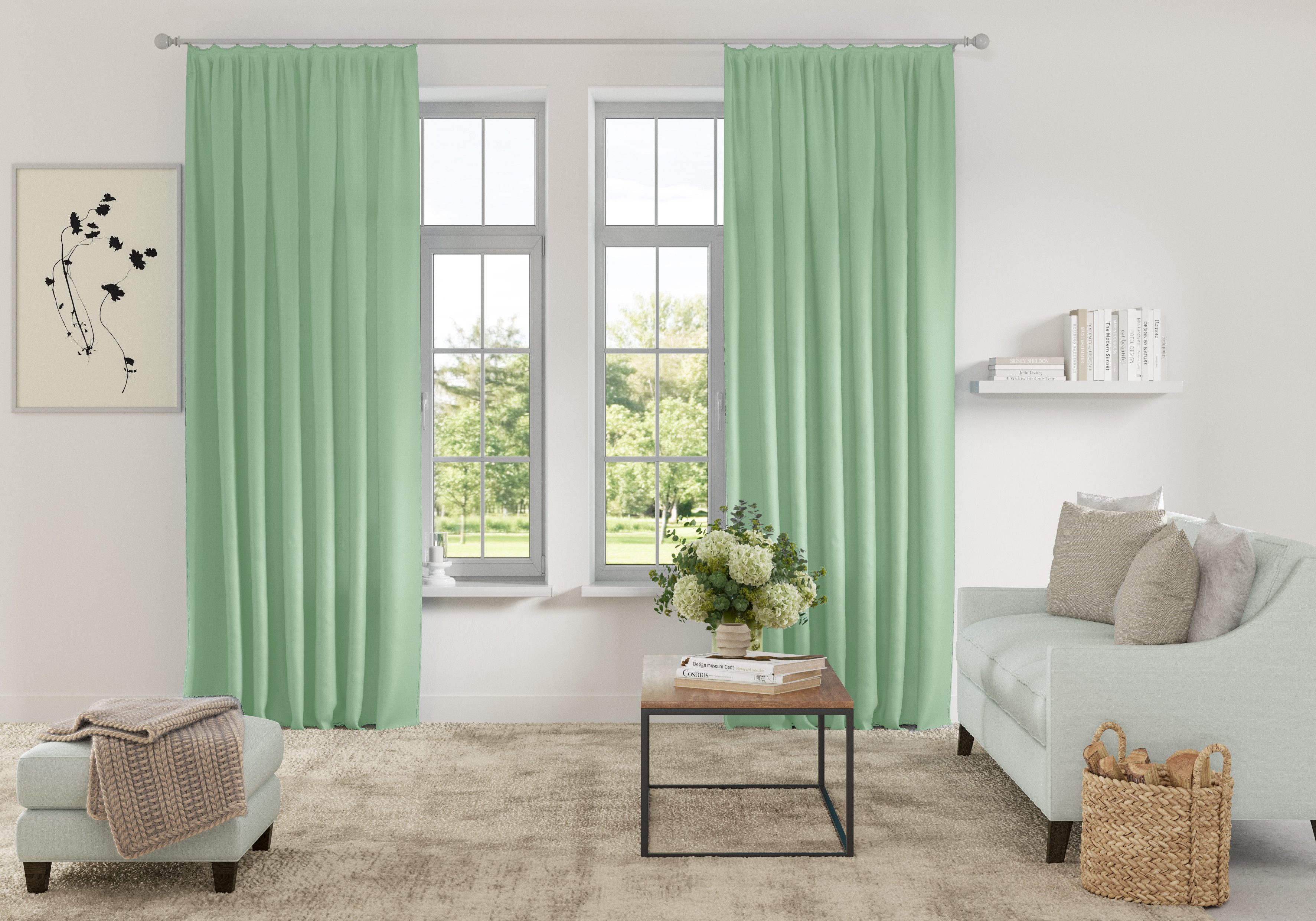 OTTO home Vorhang Parry mit Kräuselband, 2er Set, blickdicht, Topseller (2 St), Kräuselband, blickdicht, Polyester, 2-er Set, blickdicht, monochrom, basic, einf – Bild 5 von 5