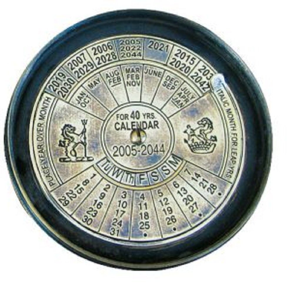 Linoows Dekoobjekt Kalender, gravierter Reproduktion mit Dosenkompass, Kompass