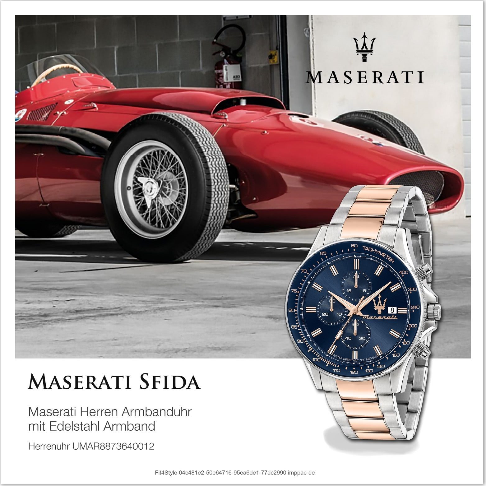 MASERATI Chronograph Maserati Edelstahluhr Chronograph, Gehäuse, 44mm) (ca. rundes Edelstahlarmband, groß Herrenuhr blau