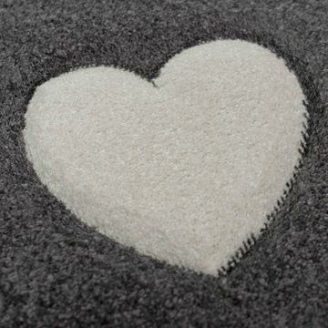 Kinderteppich Kinderzimmer Teppich Herz Stern braun beige grau, TeppichHome24, rechteckig, Höhe: 13 mm