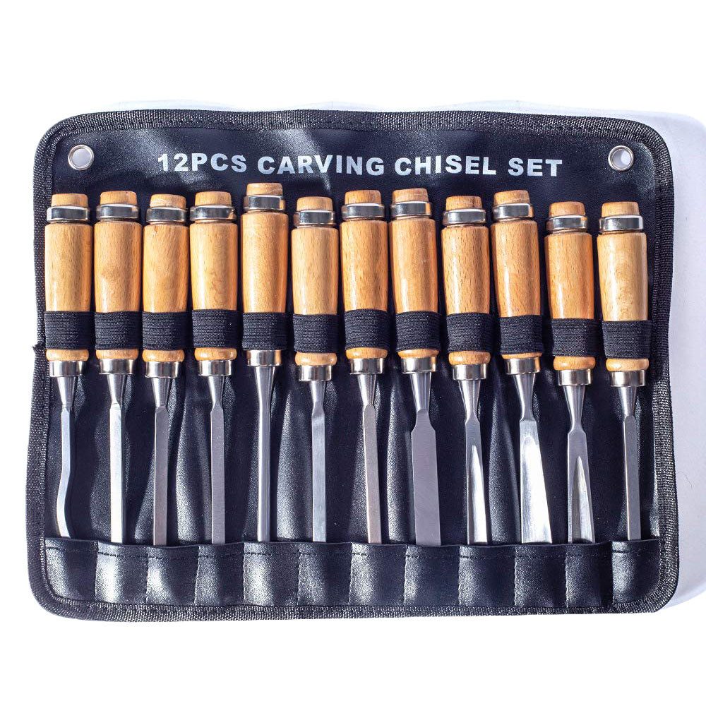 PODOFO Schnitzgerät 12er Set Holzschnitzmeißel Scharfes Holzbearbeitungswerkzeug, 12-St.