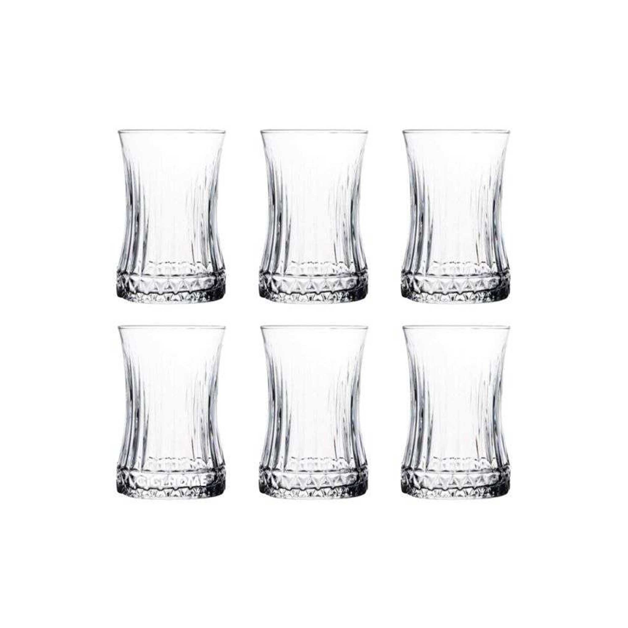 Pasabahce Gläser-Set Elysia Teegläser-Set, 6-tlg., Glas, 6er Set, 170 ml, optisches Design mit verstärktem Boden