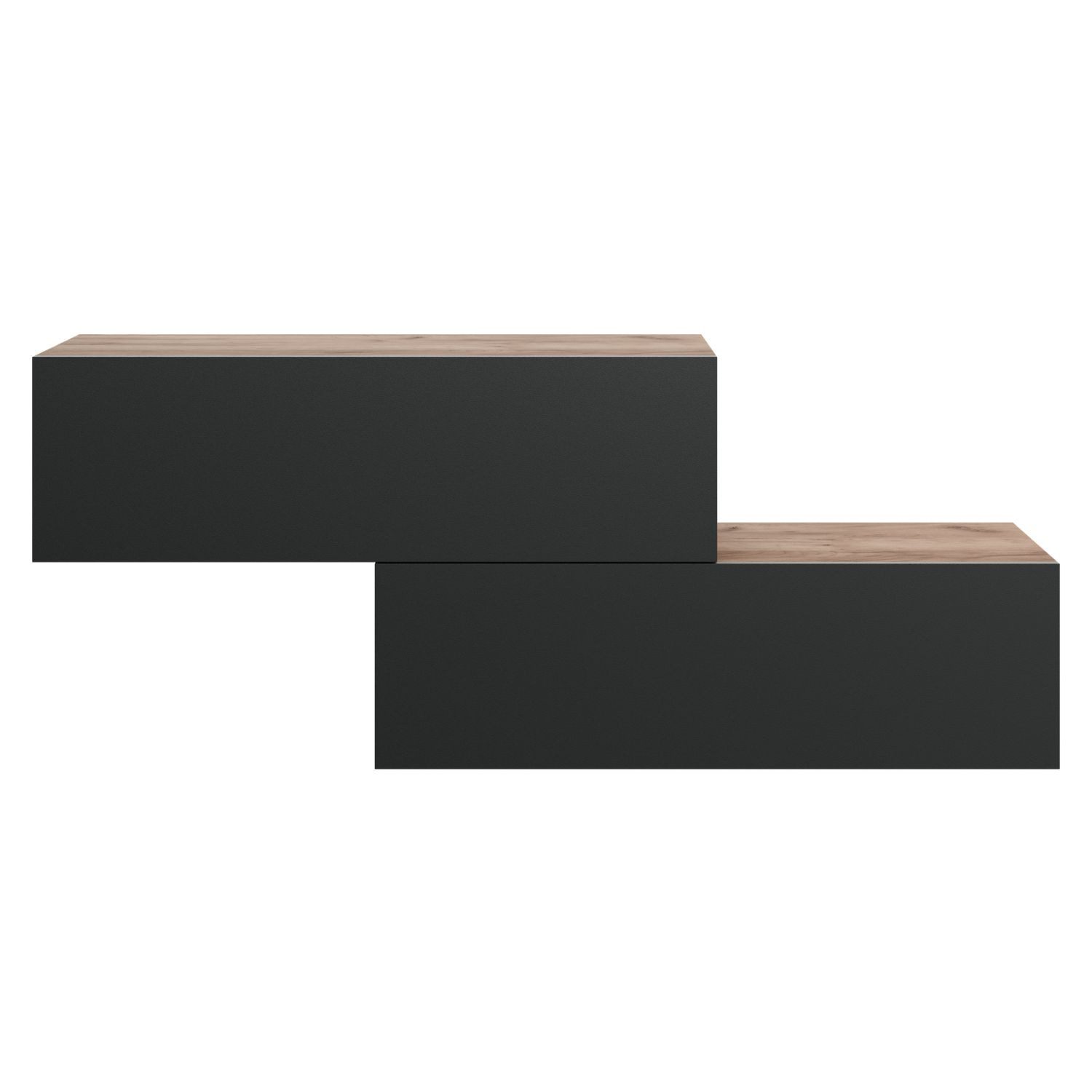 Planetmöbel Garderoben-Set 2x Hängeschrank WEST 100 cm gold eiche / anthraz günstig online kaufen