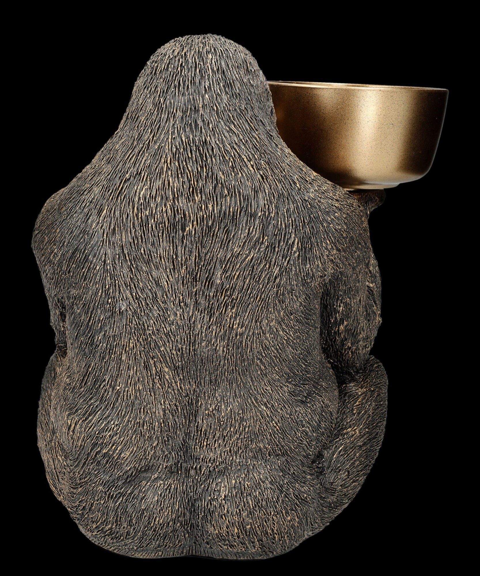 Dekofigur Affe - Shop Dekoschale hält Tierfigur Schale Figur - goldfarben GmbH Gorilla Figuren