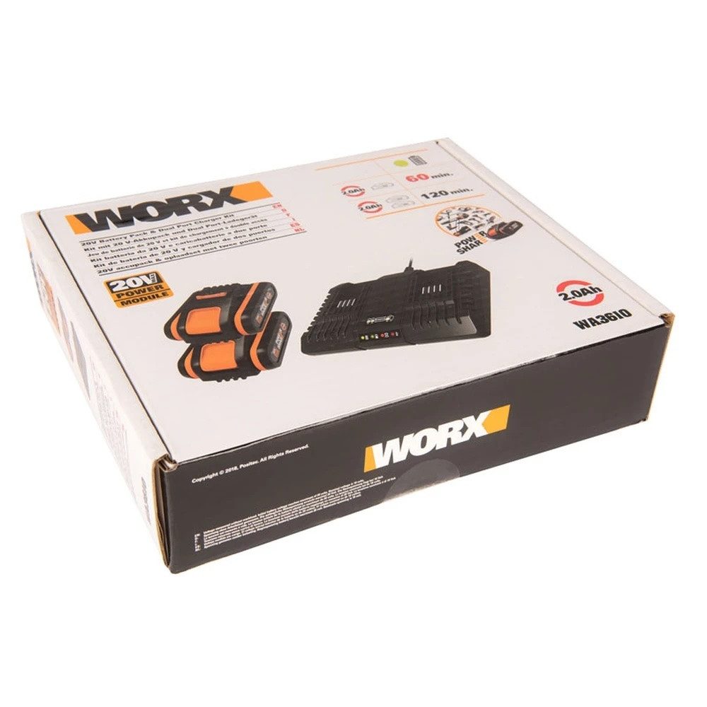 Worx WORX Dual Ladegerät Set PowerShare WA3610 20V Werkzeug-Akku-Ladetechnik