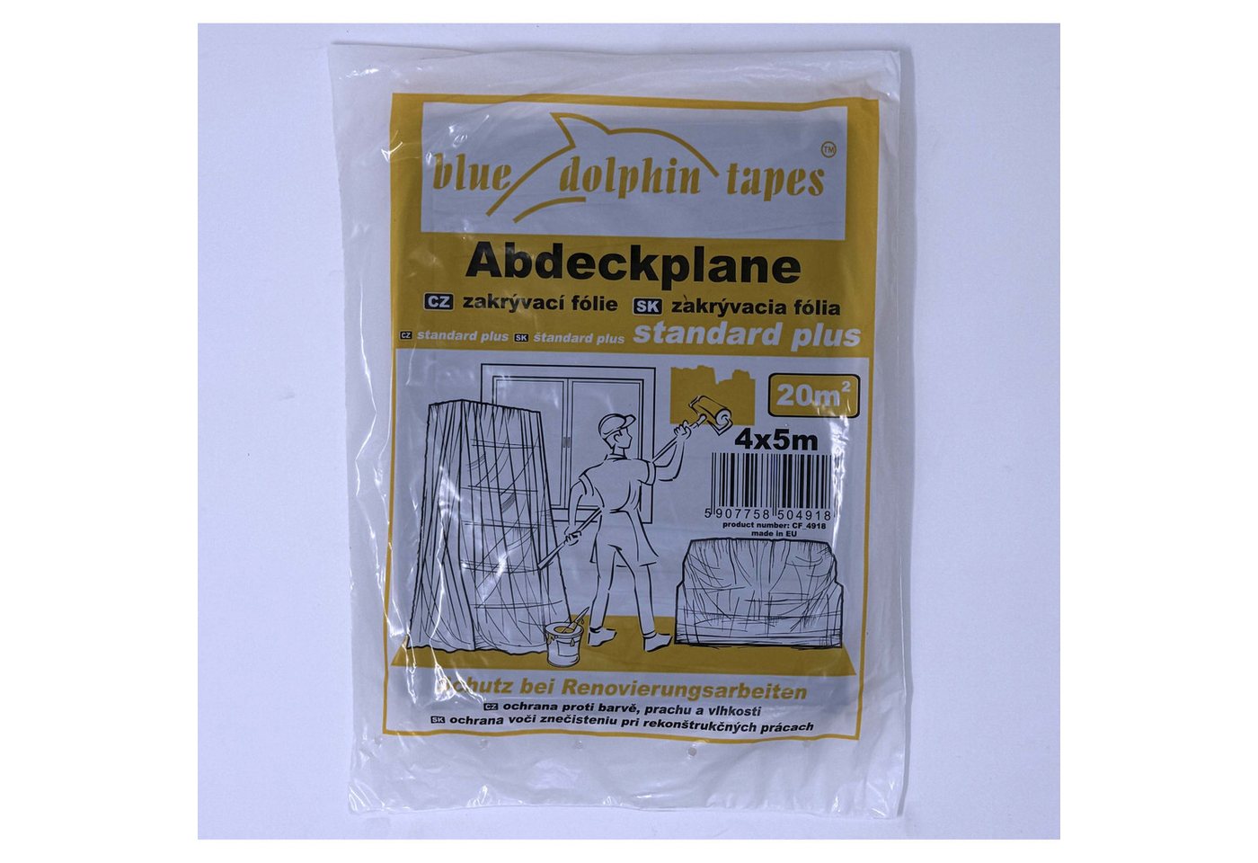 Thumbnail - BlueDolphin Abdeckfolie Abdeckfolie Malerplane Schutzplane Allzweckfolie Bauplane Standard, 0.01 mm Stärke, (Six-pack, 6...