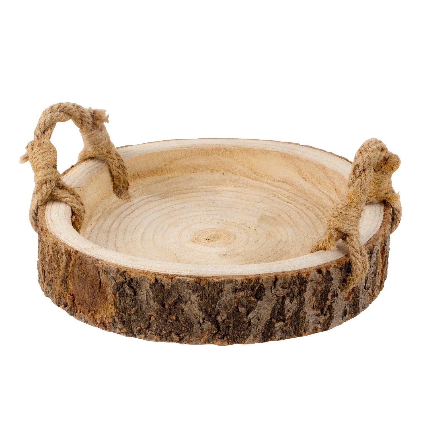 Dekotablett Holz 30 cm Braumrinde Holztablett rund rustikal Serviertablett