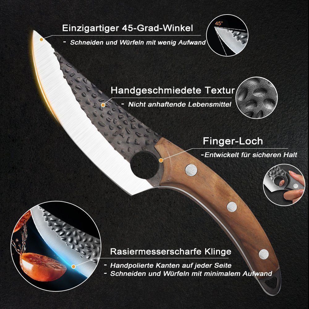 FANNOU Spickmesser Küchenmesser Scharf, Klingenlänge 14,5 cm, Ausbeinmesser für Gemüse und Fleisch, Knife Perfekt zum Schneiden