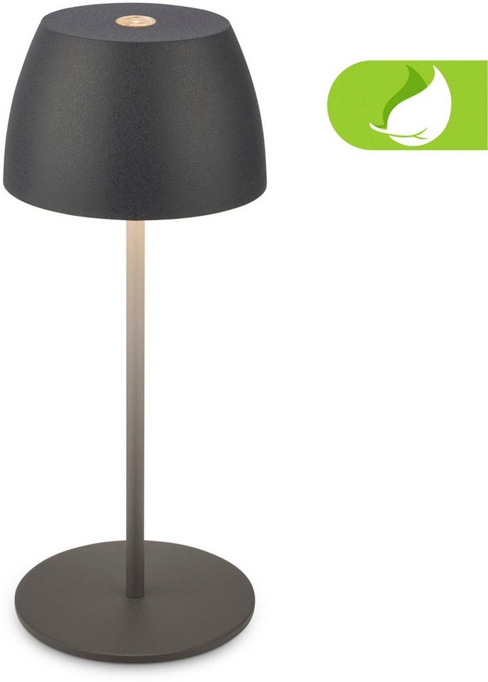 Briloner Leuchten LED Außen-Tischleuchte Serina Mini, Dimmfunktion, USB-Ladefunktion, LED fest integriert, Extra-Warmweiß, Akku Tischlampe, kabellos, IP44, Wohnzimmer, Schlafzimmer, Outdoor