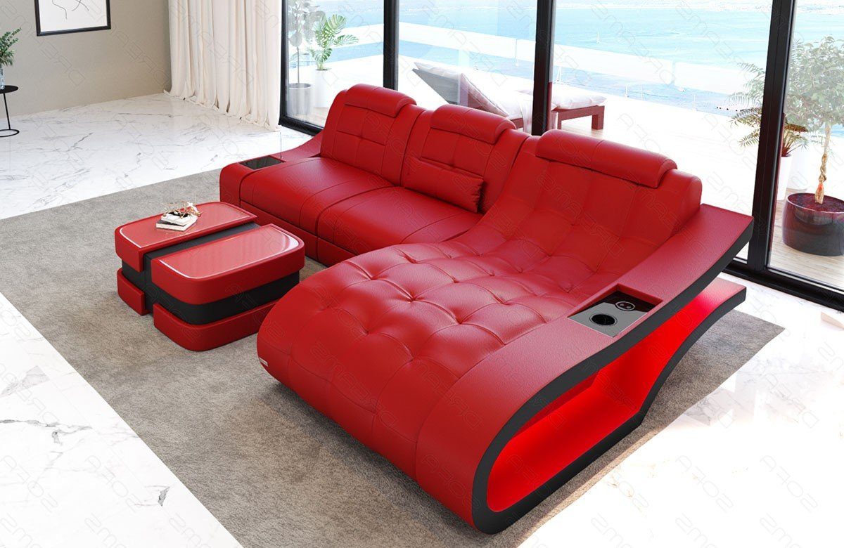 Sofa mit Ledersofa Ecksofa mit Ledercouch, Bettfunktion Sofa LED, Leder wahlweise Dreams Elegante Couch L-Form