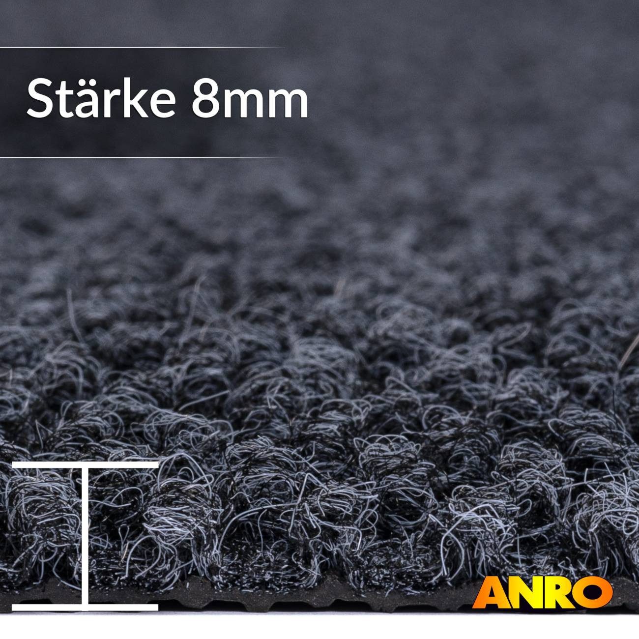 ANRO Fußmatte BOB Eingangsschutz 8mm strapazierfähig Ananas Schmutzfangmatte, eckig, Höhe: 8 mm, Pflegeleicht robust 60x30cm Industrie Grau