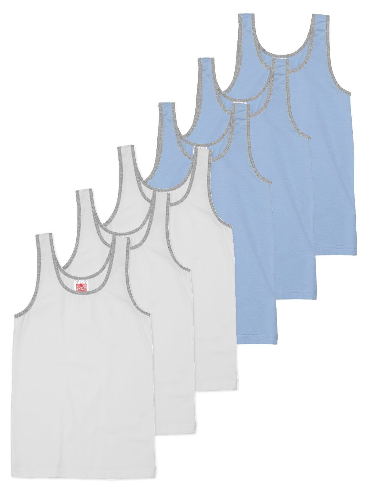 Jersey Sparpack Unterhemd Unterhemd for 6-St) Kids Mädchen Markenqualität hohe (Spar-Set, bleu 6er weiss Sweety Single