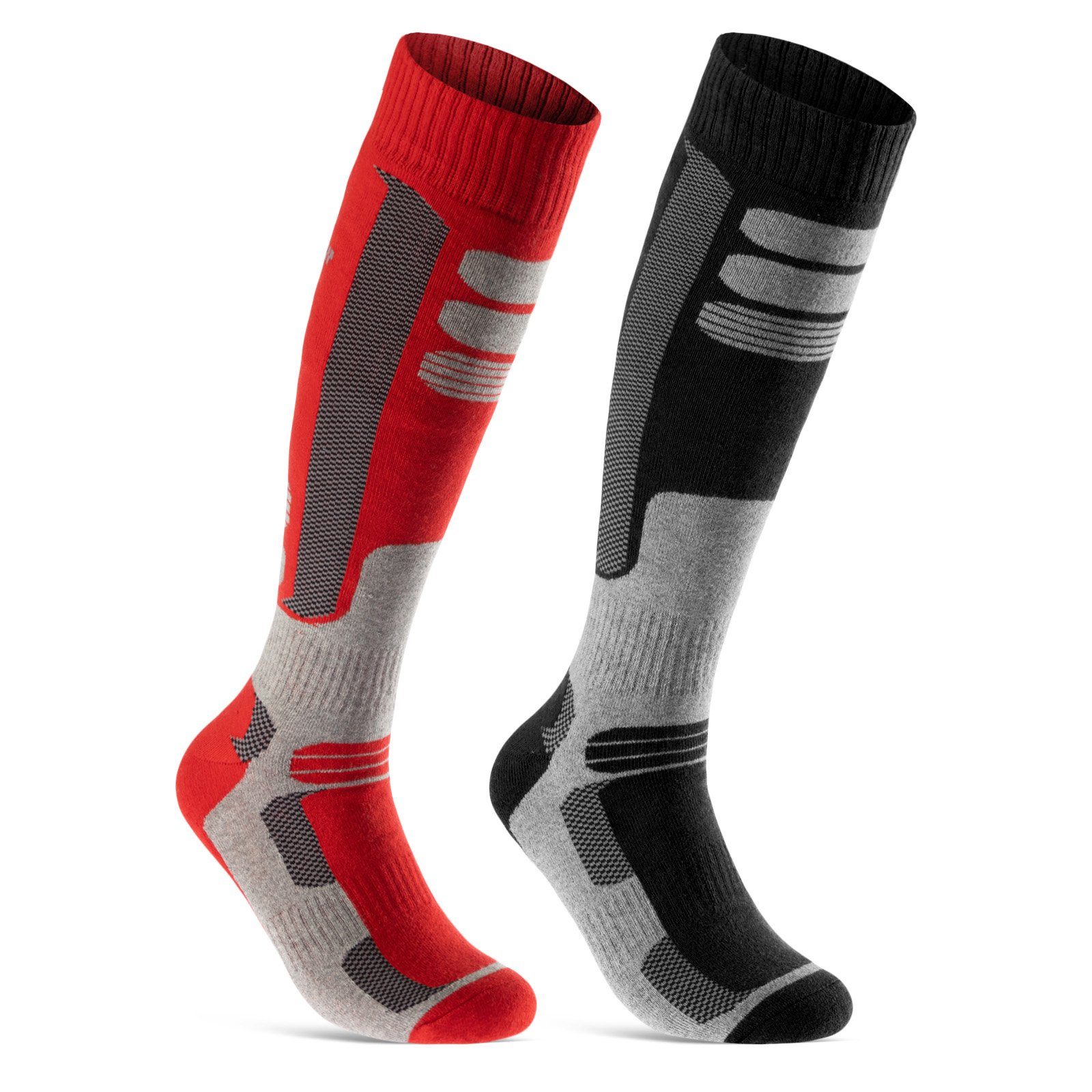 & Damen 43-46) Paar sockenkauf24 Skisocken WP Atmungsaktiv lang Socken Herren Ski Strümpfe 42816 Ski (Schwarz/Rot, - 2