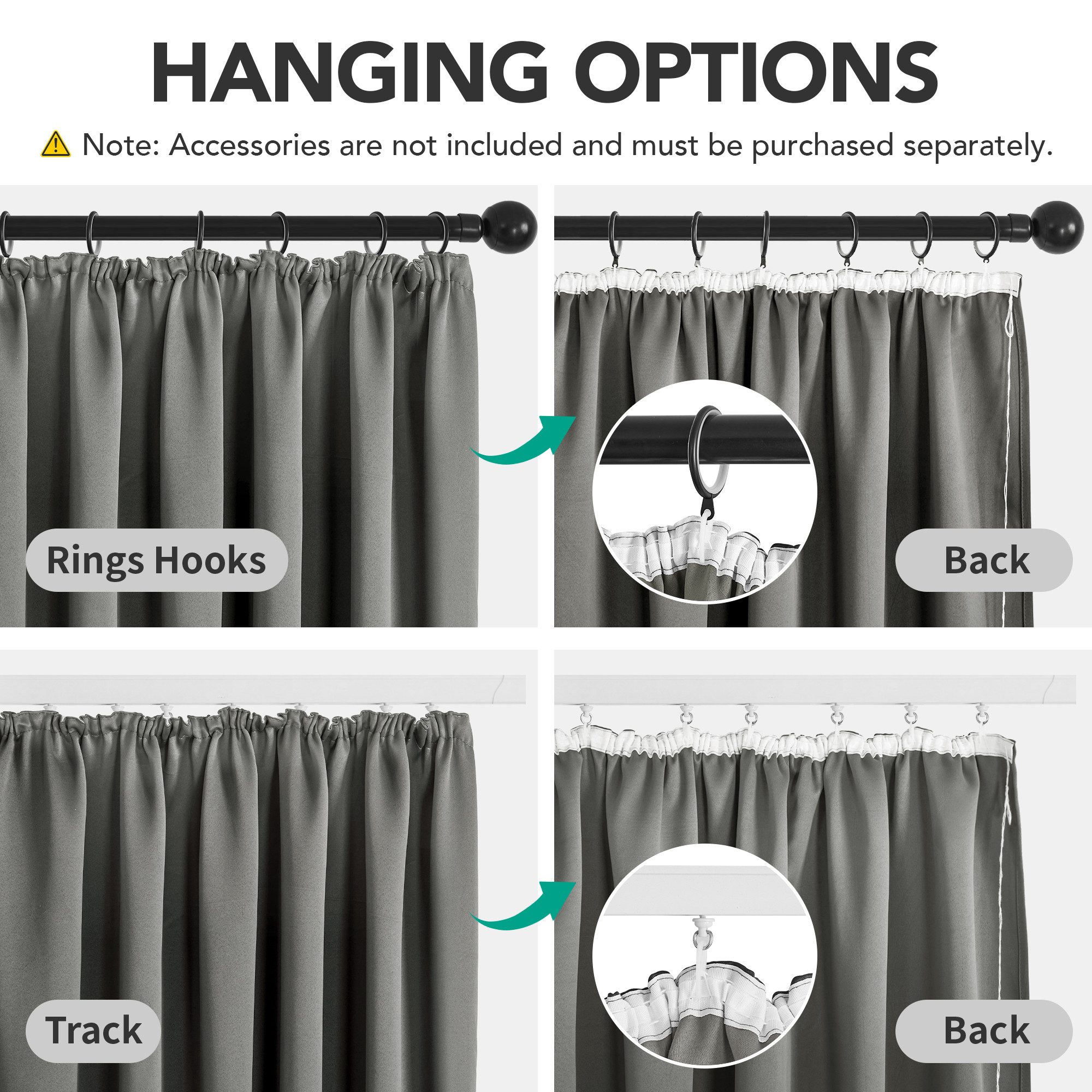 Deconovo Verdunkelungsvorhang Gardinen mit Kräuselband Vorhänge Wohnzimmer Kälterschutz 1 Stück, Vorhang blickdicht Lärmschutz Thermovorhang gegen Kälte pflegel – Bild 3 von 5